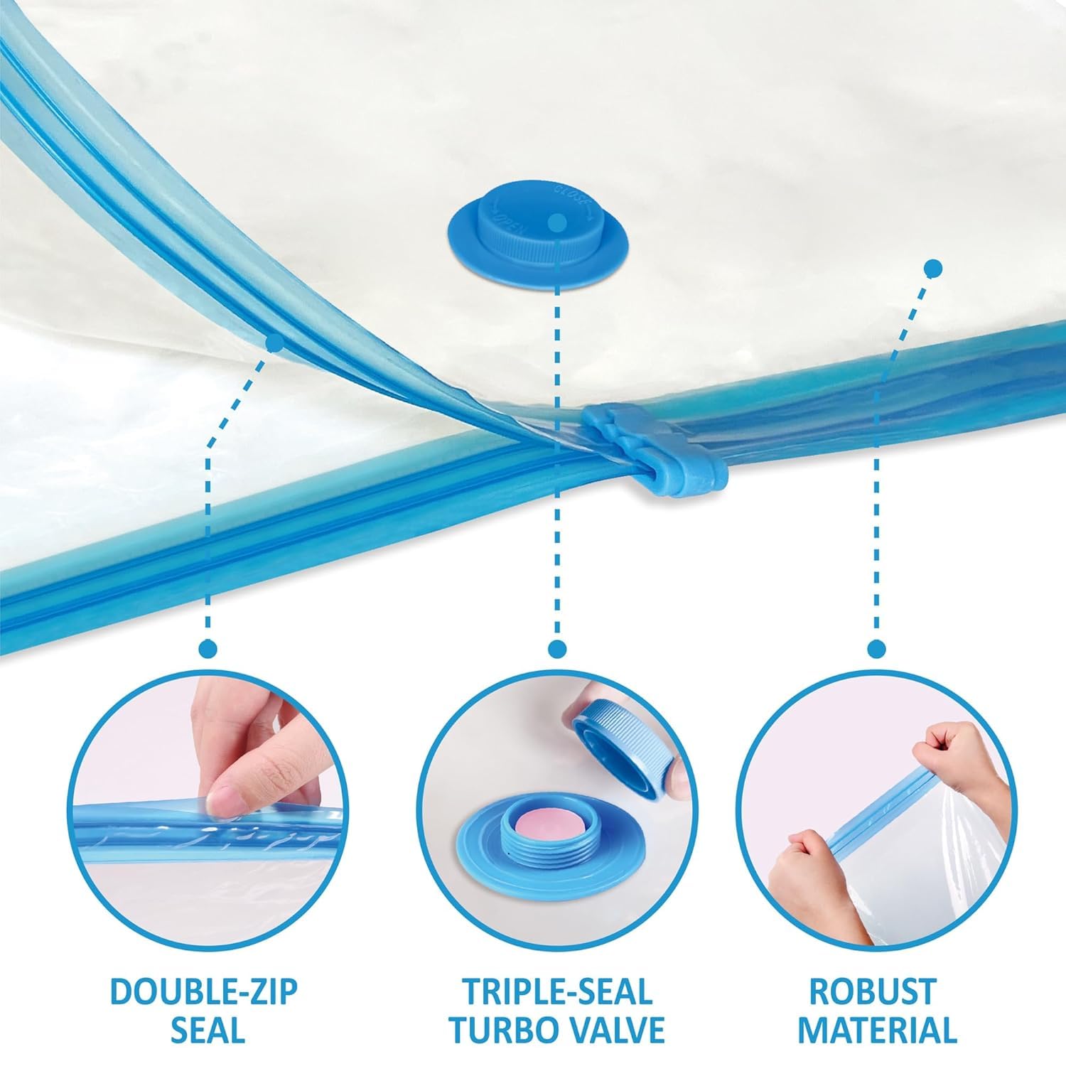 RAVIDO 4PCS (60 * 80CM) Vacuum Storage Bags with Electric Pump, Space Saver Bag Vacuum Seal Bags with Pump, Space Bag, Vacuum Sealer Bags for Clothes, Comforters, Blankets, Bedding (4 Large) 5