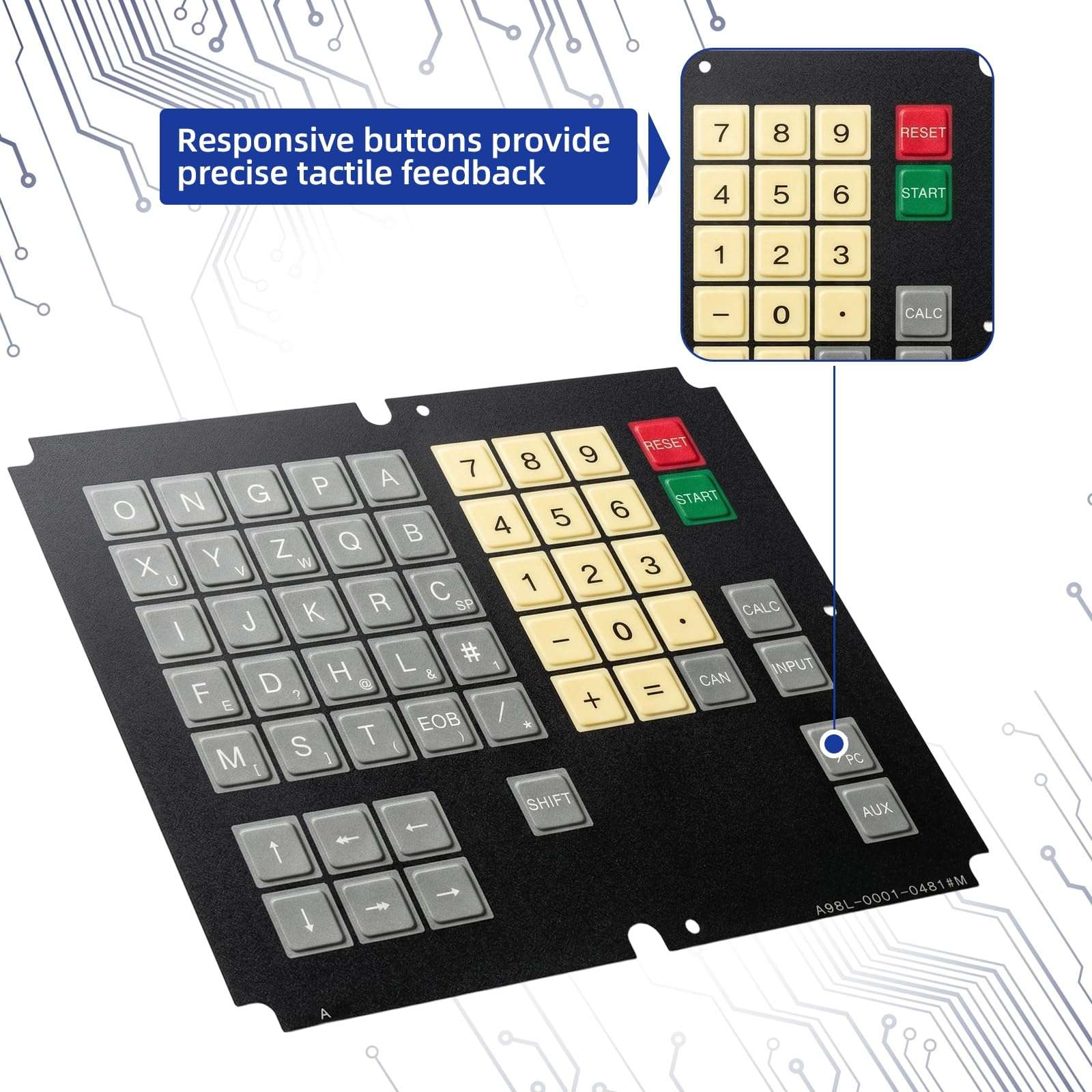Timsenkoo A98L-0001-0481#M Membrane Keypad for Fanuc 10-11M Keyboard Replacement 4
