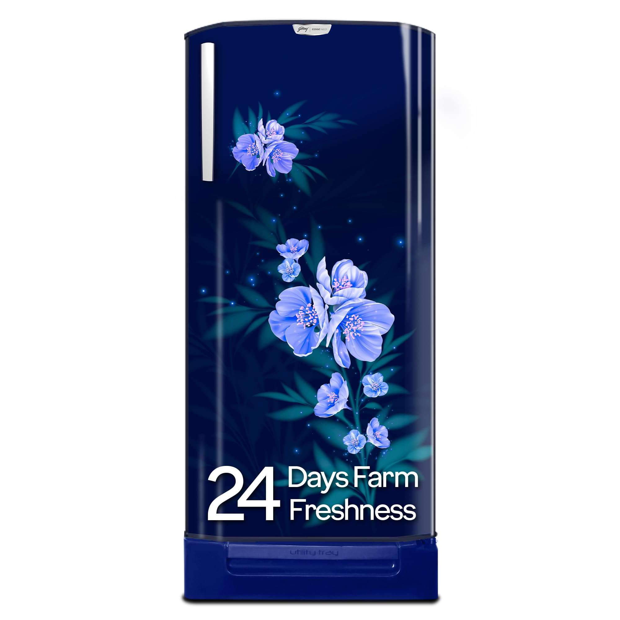 Godrej 180 L 4 Star Turbo Cooling Technology, 24 Days Farm Freshness Direct Cool Single Door Refrigerator With Base Drawer (2024 Model, RD EDGENEO 207D TDF MP BL, Maple Blue) 1
