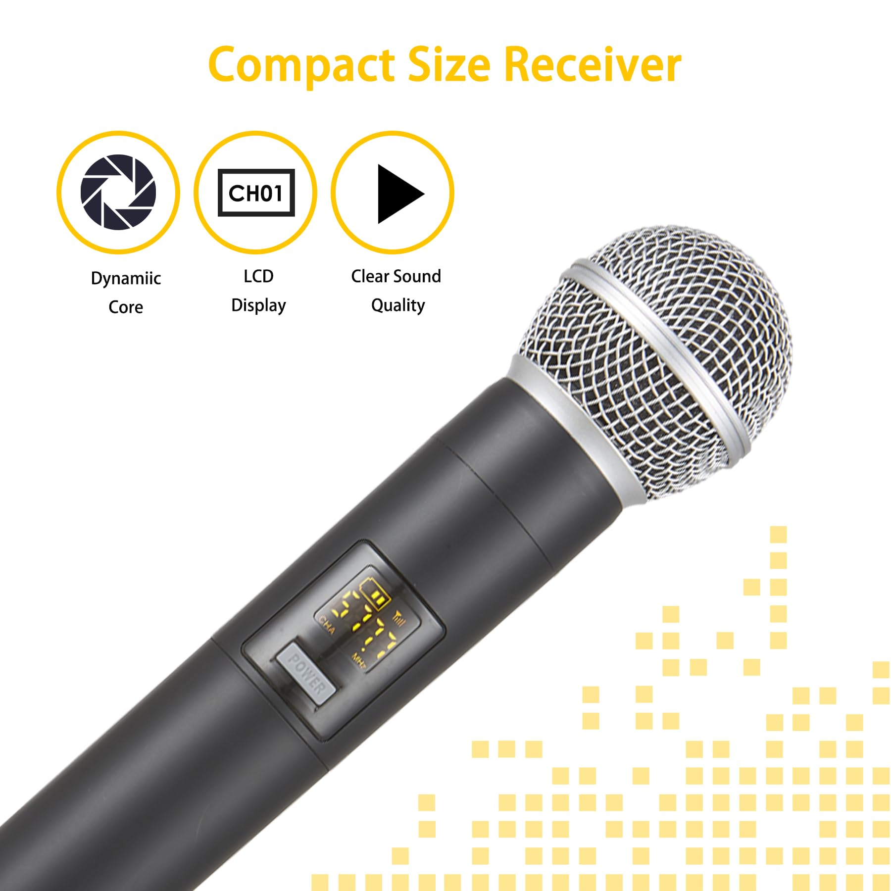 BEKBOES Rechargeable Wireless Handheld Microphone, UHF Microphone Handheld Dynamic Wireless Mic, Cordless UHF Mic for Singing, DJ, Karaoke, Wedding, Party, Speech, Church, M1 4