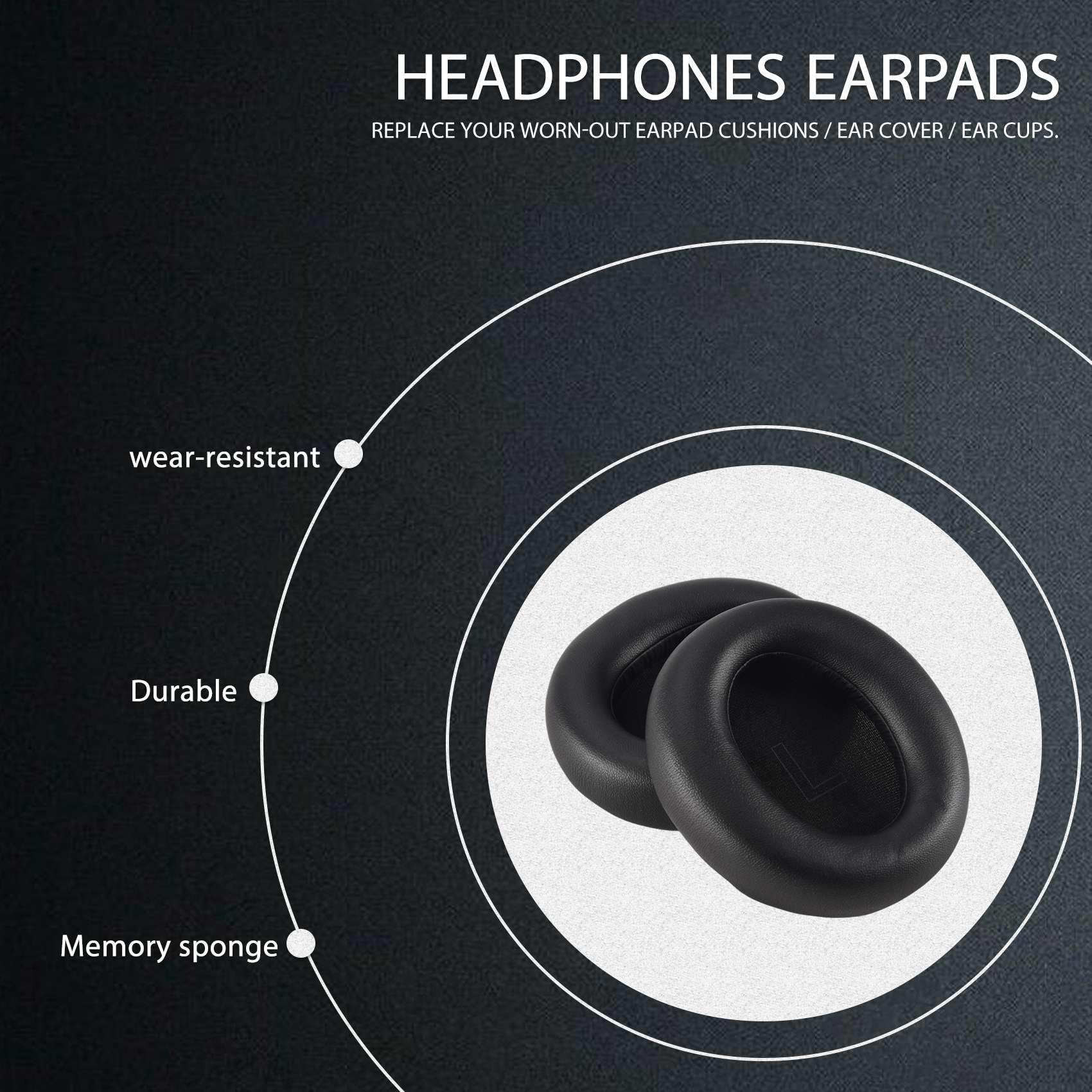 Kqcibz Replacement Ear Pads Q30/Q35 Protein Leather Headphones Earpads(Black), 500294807A2 6