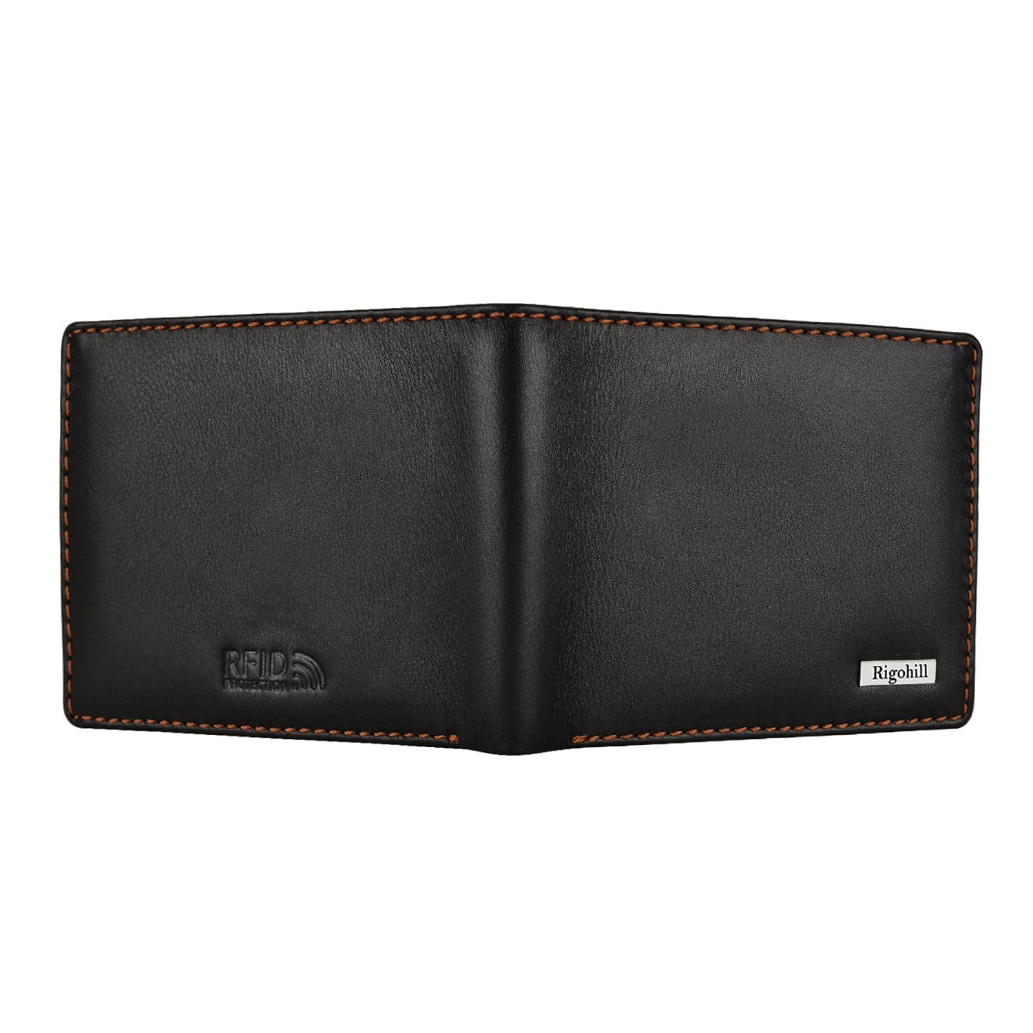 Rigohill Dusky Mens Leather Wallet | Black/Rust Leather Wallet for Men | RFID Mens Wallet 6