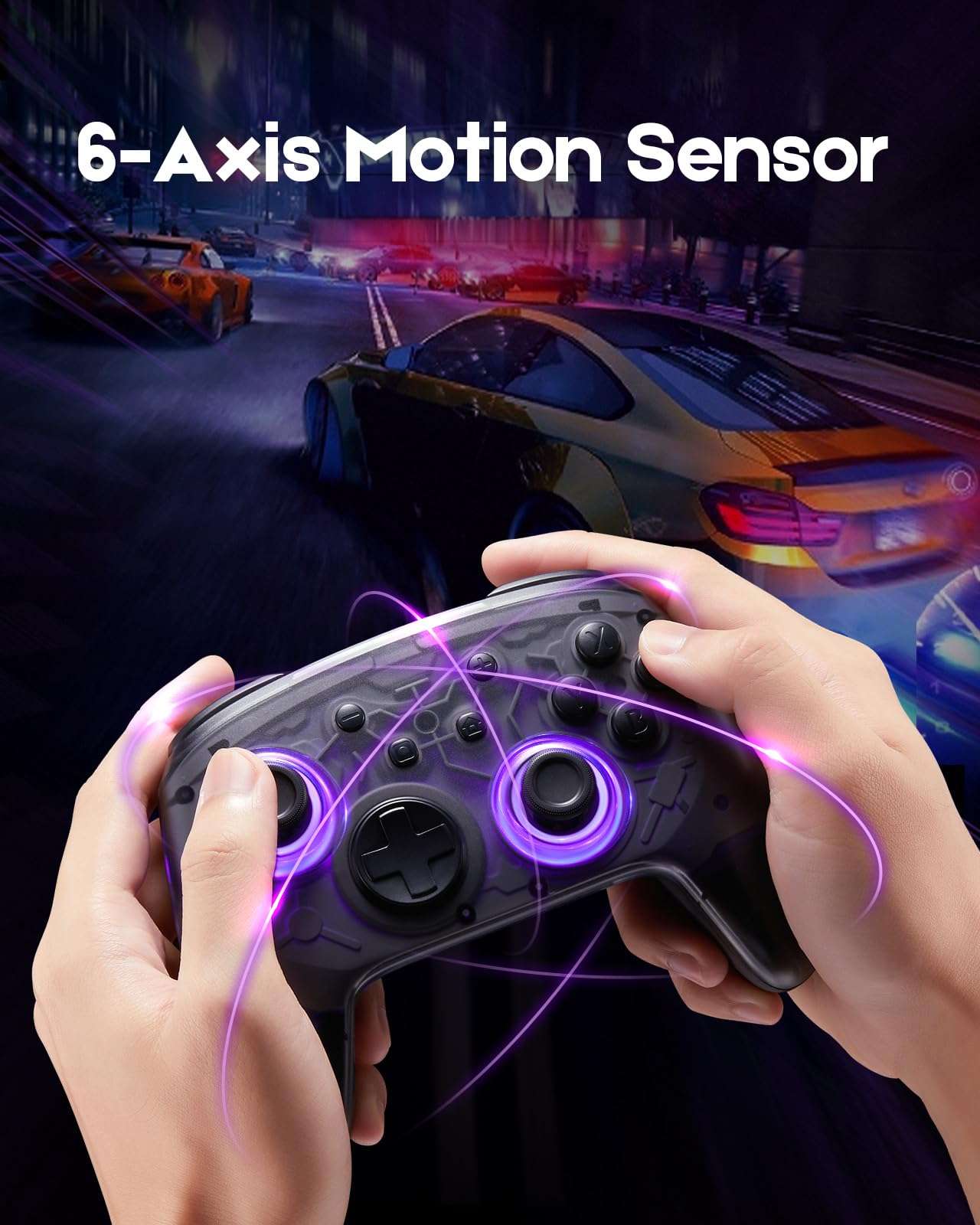 BINBOKPLAY Switch Controller, Wireless Switch Pro Controller for Switch/Lite/OLED, Switch Remote Gamepad with Mecha-Tactile Action Buttons/RGB Light/Map Button/6 Axis/Turbo 6