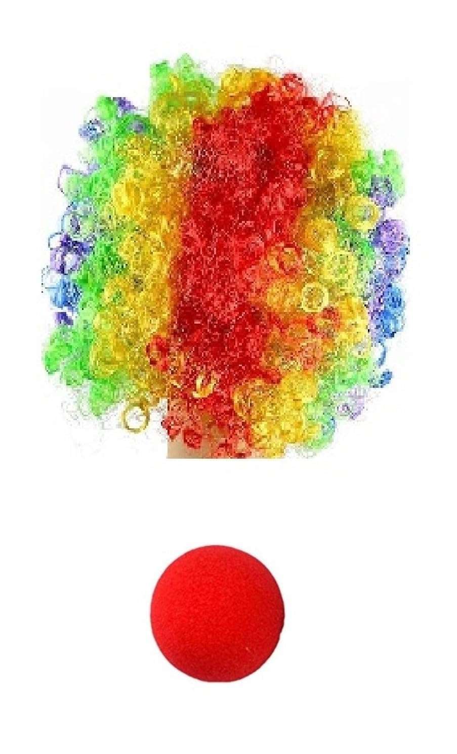 Fancy Design Hub, Halloween Joker Mask+ Nose + Multicolor Joker Wig for Kids, Boys & Girls, Halloween Kids Joker Set of 3 Items, Kids Fancy Dresses. (Multicolor Joker Hair Wig + Nose) 1