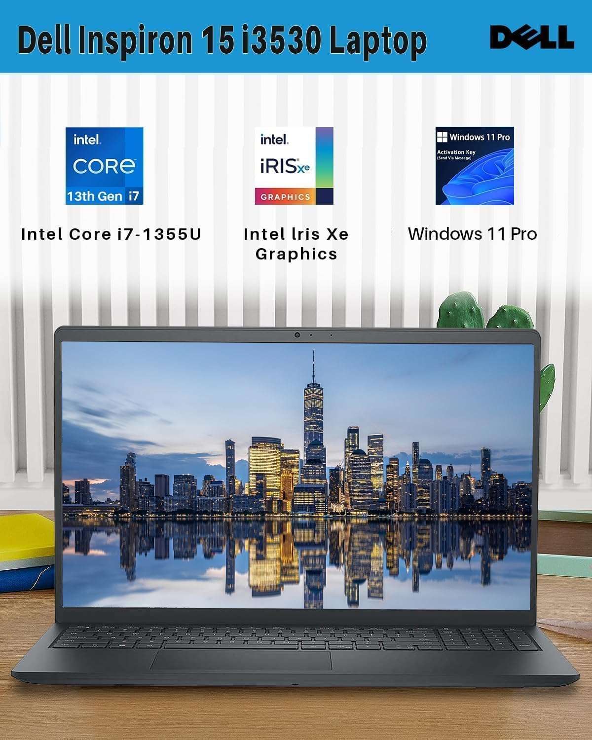 Dell Inspiron 15 Laptop, 15.6 inch FHD Touch Screen, Intel 10-Core i7-1355U Processor, Intel Iris Xe Graphics, 64 GB RAM, 1 TB SSD, Windows 11 Pro & Office Pro Lifetime License,w/Cefesfy Accessories 4