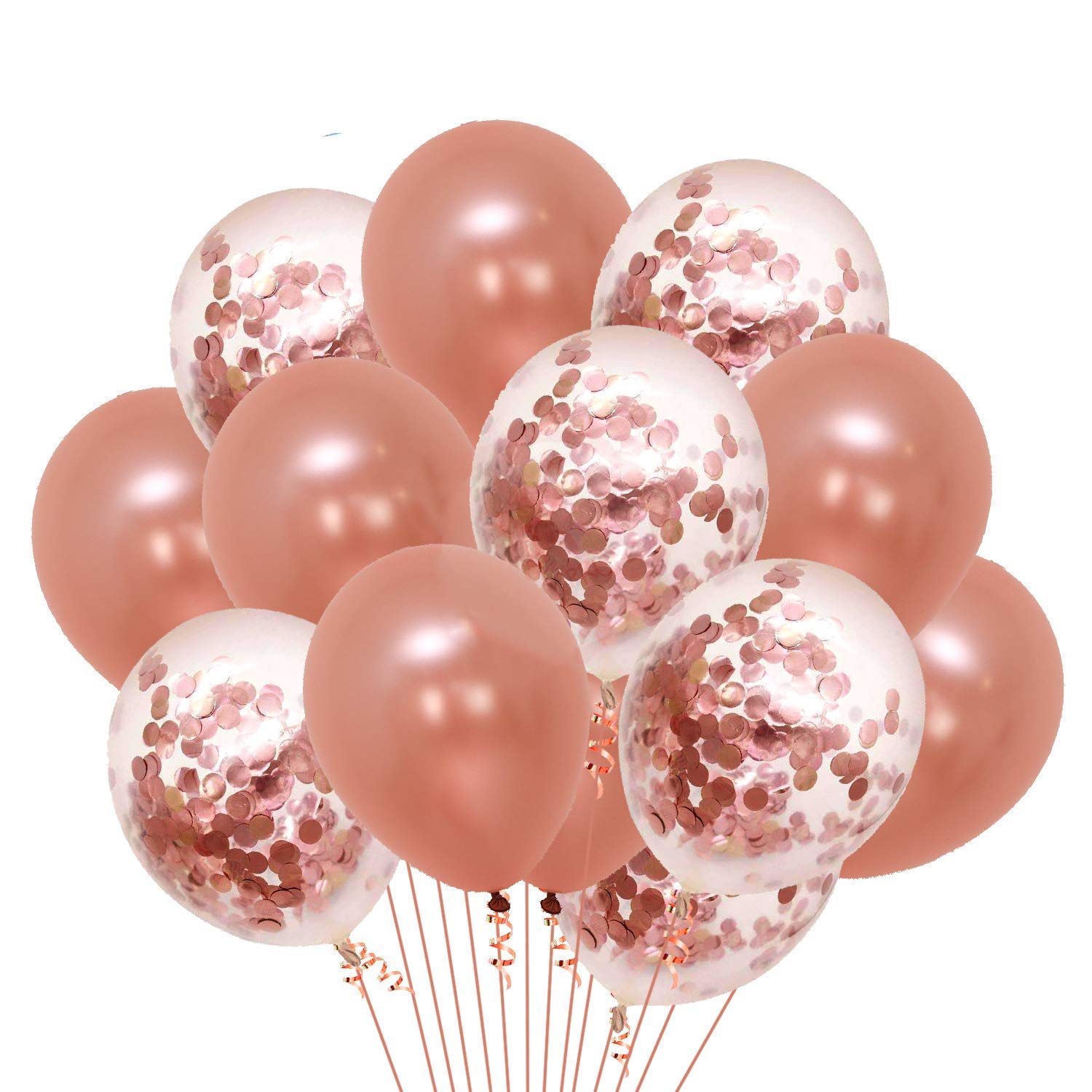 Latex & Confetti Balloons for Birthday Decoration Items for Girls/Balloons for Girl Birthday Party (30, Rose Gold) 1