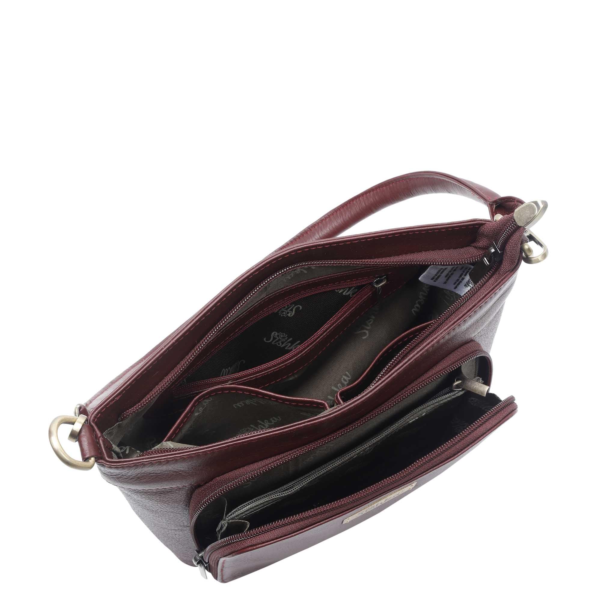 SISHKA Cherry Red Shoulder Bag for Women – Stylish Hobo Handbag, Soft Genuine Leather Tote with Top Zipper Closure, Ideal for Daily Use, Travel & Casual Outings (H 6.25" x W 10" x D 4"). 6