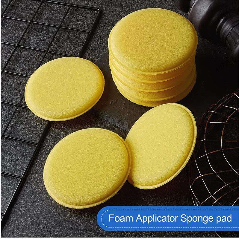 CARIZO Foam Car Wax Applicator Pad Foam Applicator Pads Detailing Round 4-inch Polishing Sponges for Car Wax Applicator Pad 10 Pack-Yellow 3