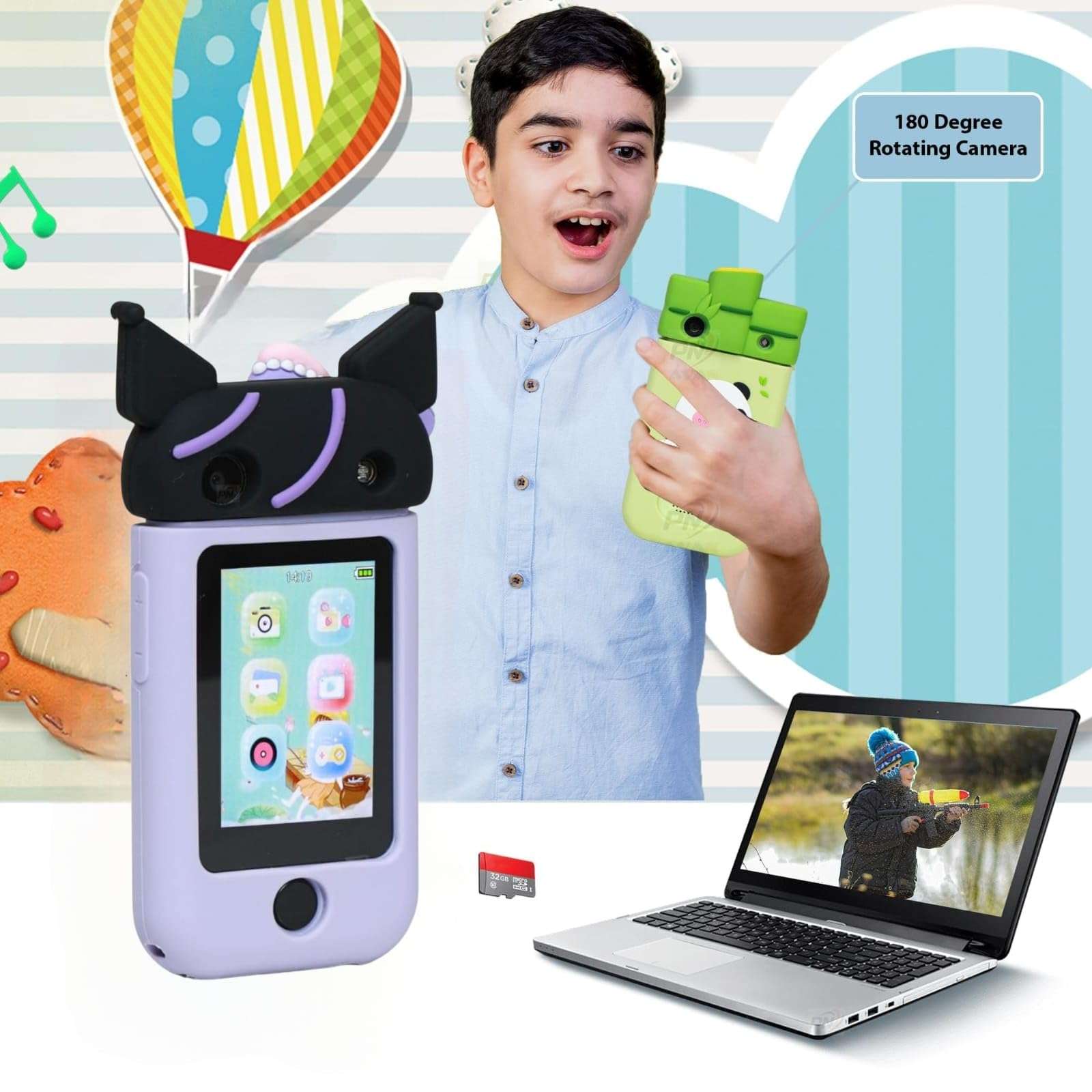 BLiSS HUES Kids Touchscreen Smartphone Toy – 2.8” Screen, 360° Rotating 8MP Dual Camera, MP3 Music Player, in-Built Games & Wallpapers – Electronic Learning Toy - Purple 6