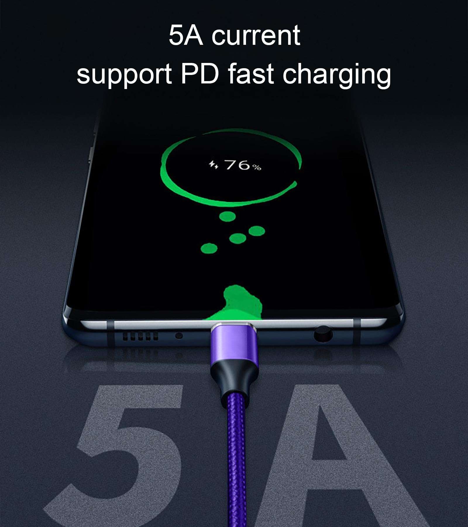 Single Right 240W USB-C to USB-C Cable 15FT Purple, Super Fast Charging Type-C to Type-C Charger Cable Braided Compatible with MacBook Pro/Air, iPad Pro,Samsung Galaxy S23/S22,PS5/PS4,Switch,Laptops 4