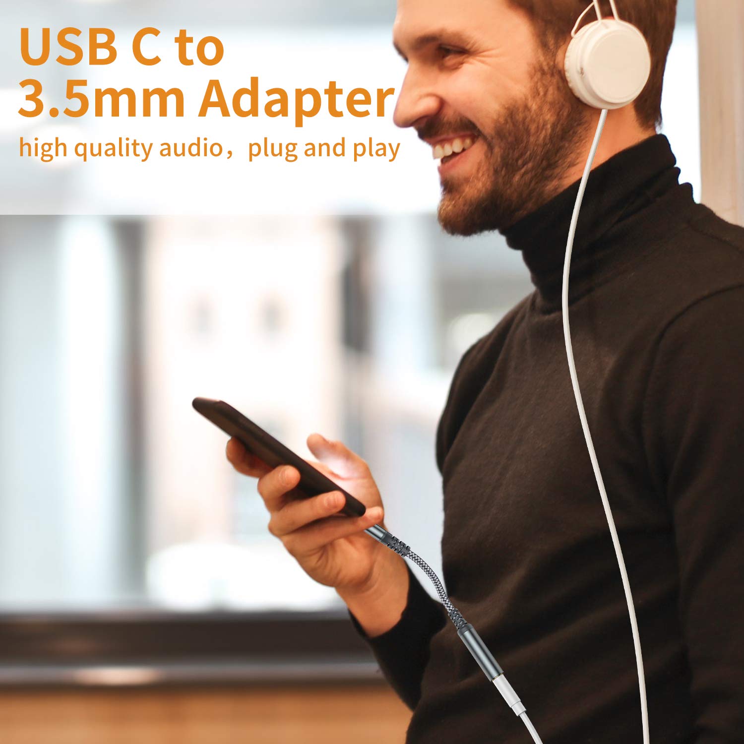 USB Type C to 3.5mm Female Adapter,USB C to Aux Audio Dongle Cable Cord Headphone Jack Compatible with iPhone 16/15 Pro/15 Pro Max,Samsung Galaxy S24 S23 S22 S21 Ultra,iPad Pro MacBook 4
