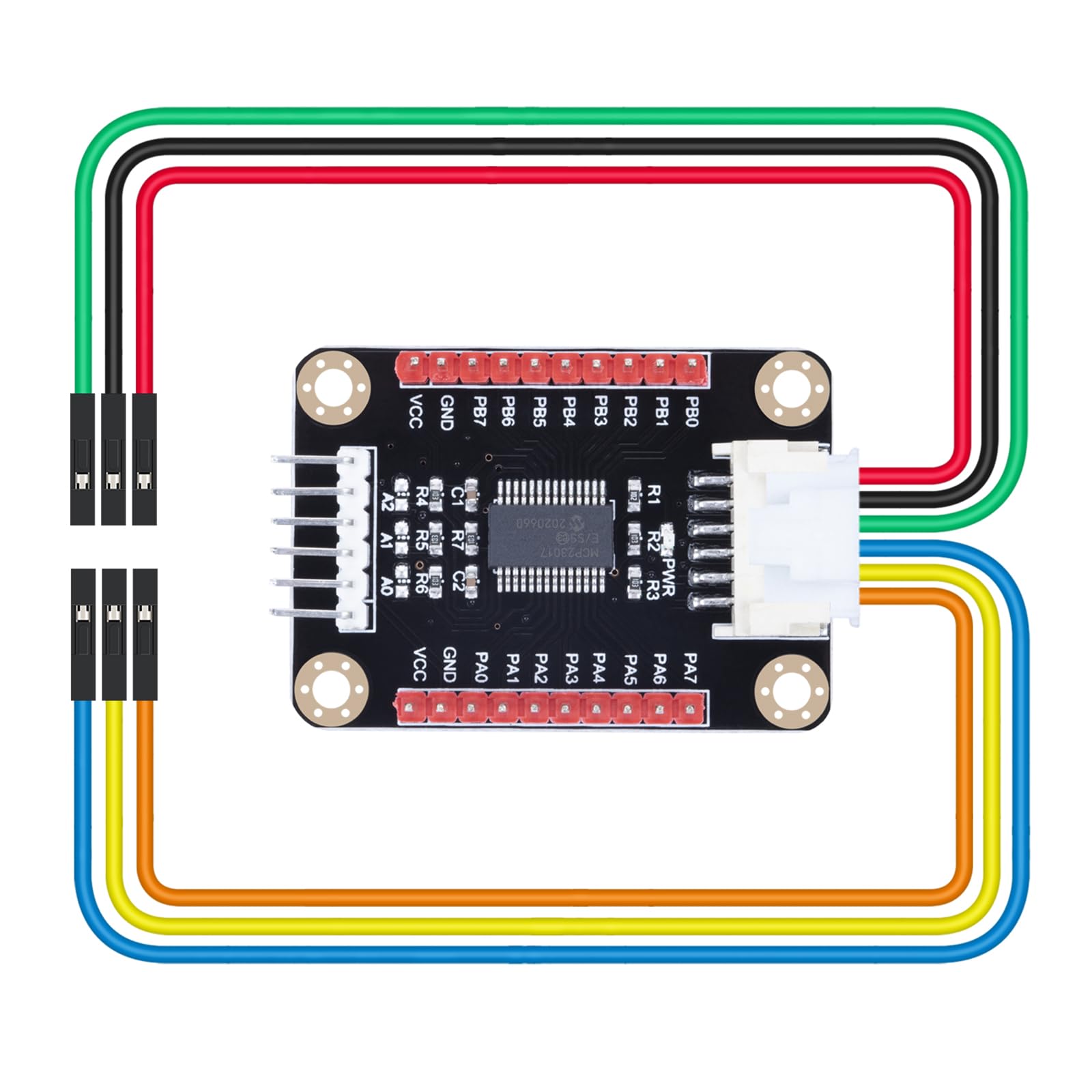 CQRobot MCP23017 IO Expansion Board Compatible with Raspberry Pi/Micro:bit/Arduino/STM32. I2C Interface Control, 2 Signal Pins Increase to 16 Input/Output Pins, Supports UP to 8 Simultaneous Uses. 1