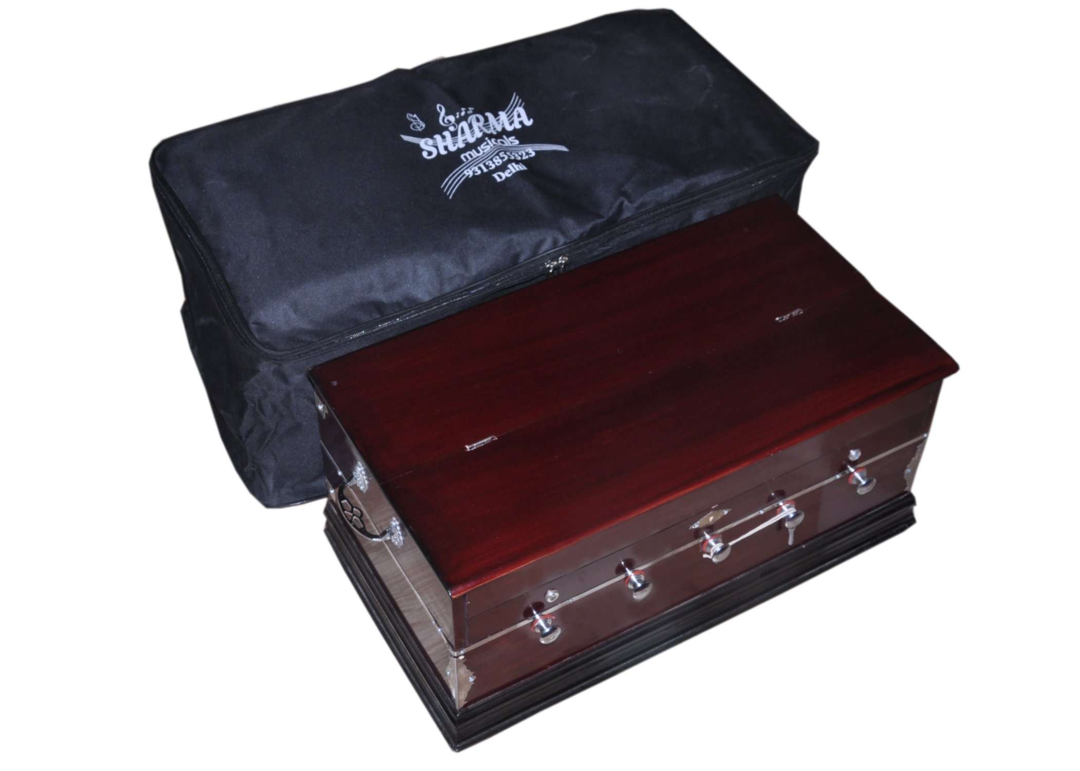 Sharma Musical Double Bellow 39 Keys Bass Reed Linden Wood Harmonium 3