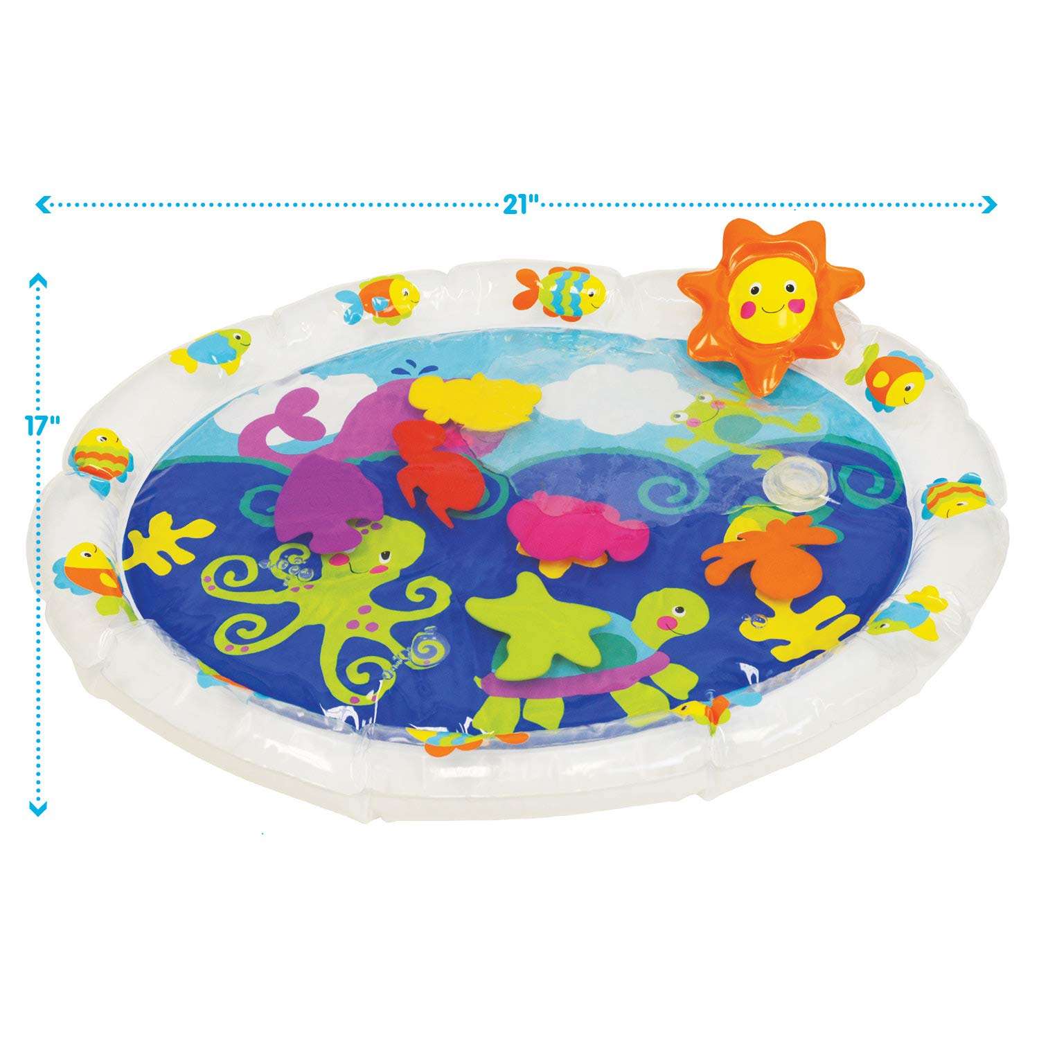 Kidoozie Pat 'n Laugh Water Mat for Infants and Toddlers Ages 3-18 Months; Encourage Tummy Time with 6 Fun Floating Sea Friends to Discover 2