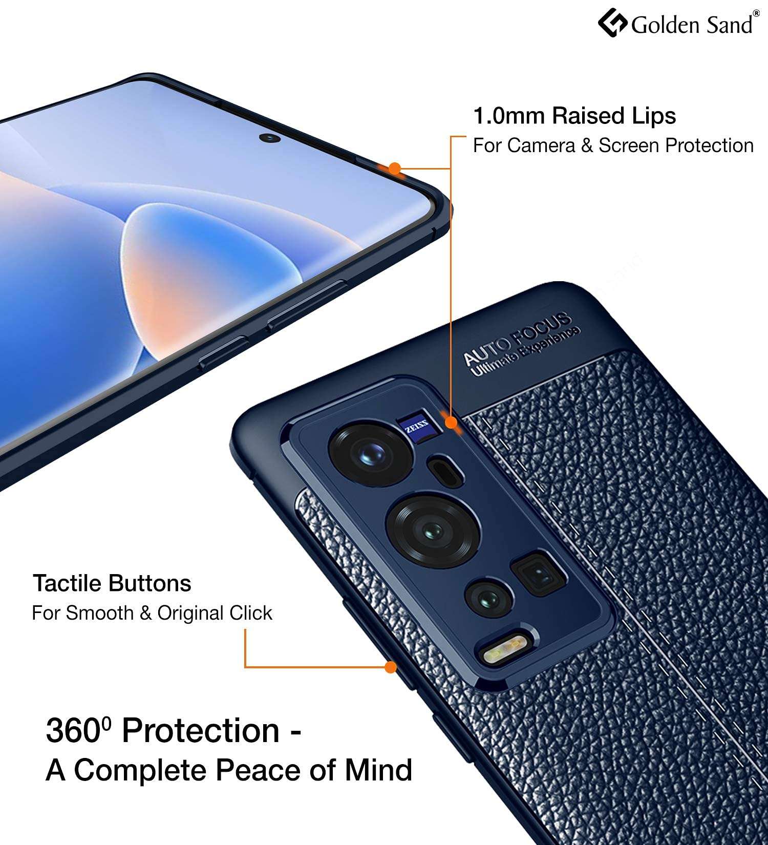 Golden Sand Back Cover For Vivo X60 Pro Plus ( TPU|Blue ) 5