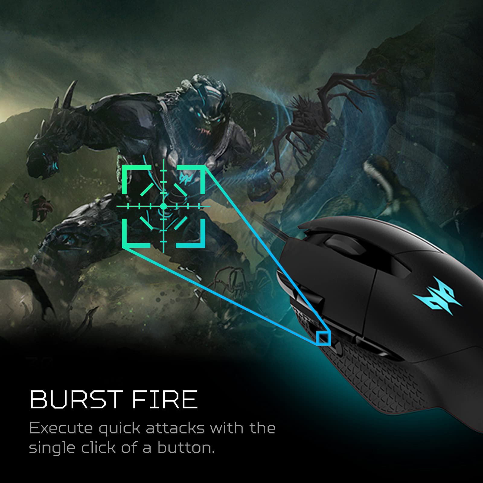Acer Predator Cestus 315 Gaming Mouse with PixArt Sensor, Adjustable DPI & 8 Buttons Including Burst Fire 4
