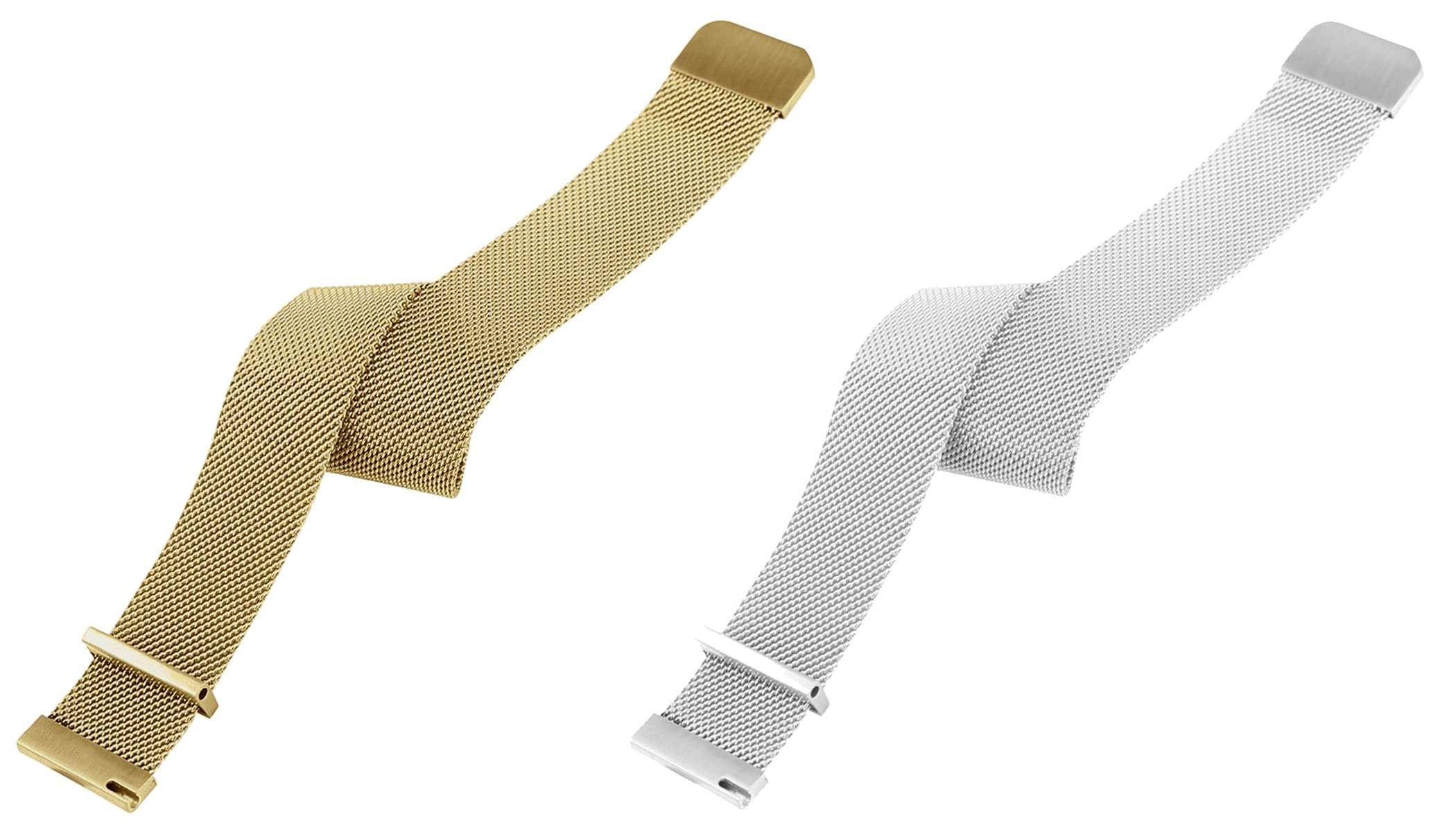 ACM Pack of 2 Watch Strap Magnetic Loop Compatible with Fastrack Reflex Hello Smartwatch Metal Chain Band (Champagne Gold/Silver) 4