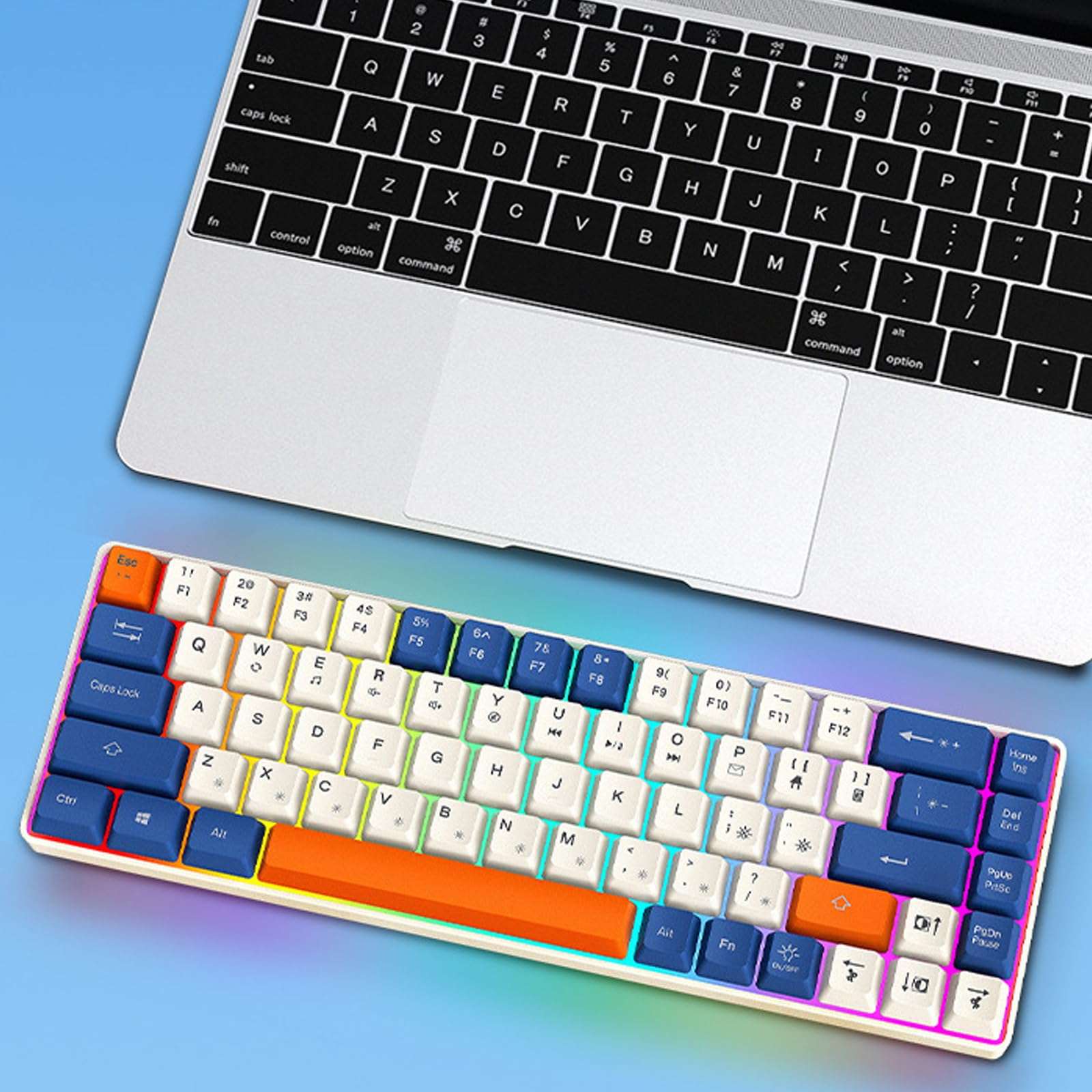 HapGlan Wire 68Key Compactly Mechanical Keyboard with Low Noise Designs and LED Lighting Effects Keyboard for Gamers Enthusiasts 3