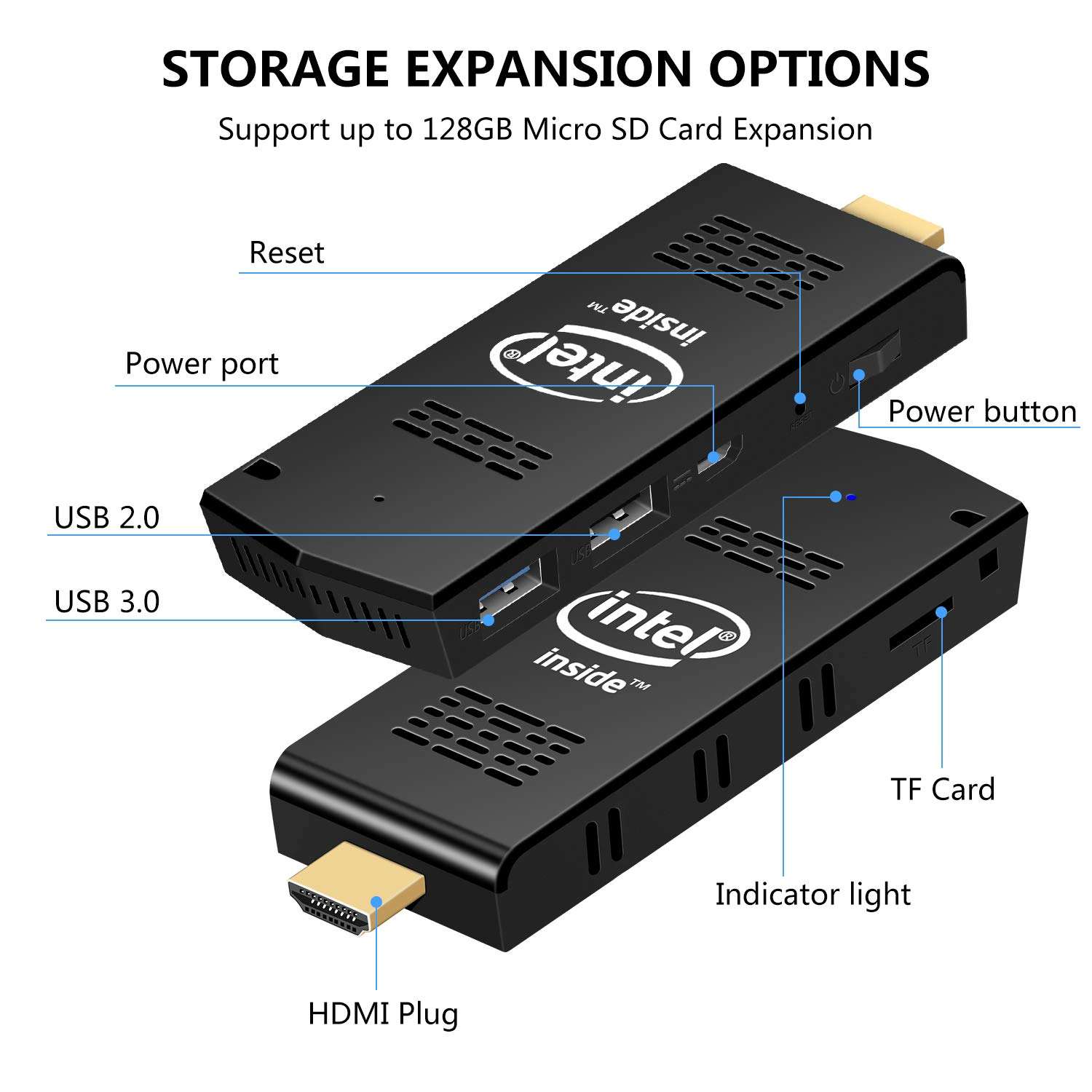 AKLWY Mini PC Stick Pocket PC with Intel Atom Z8350 & Windows 10 Pro 4GB RAM 64GB ROM Support Auto-On After Power Failure,Support 4K HD,Dual Band WiFi 2.4G/5G, BT 4.2 3