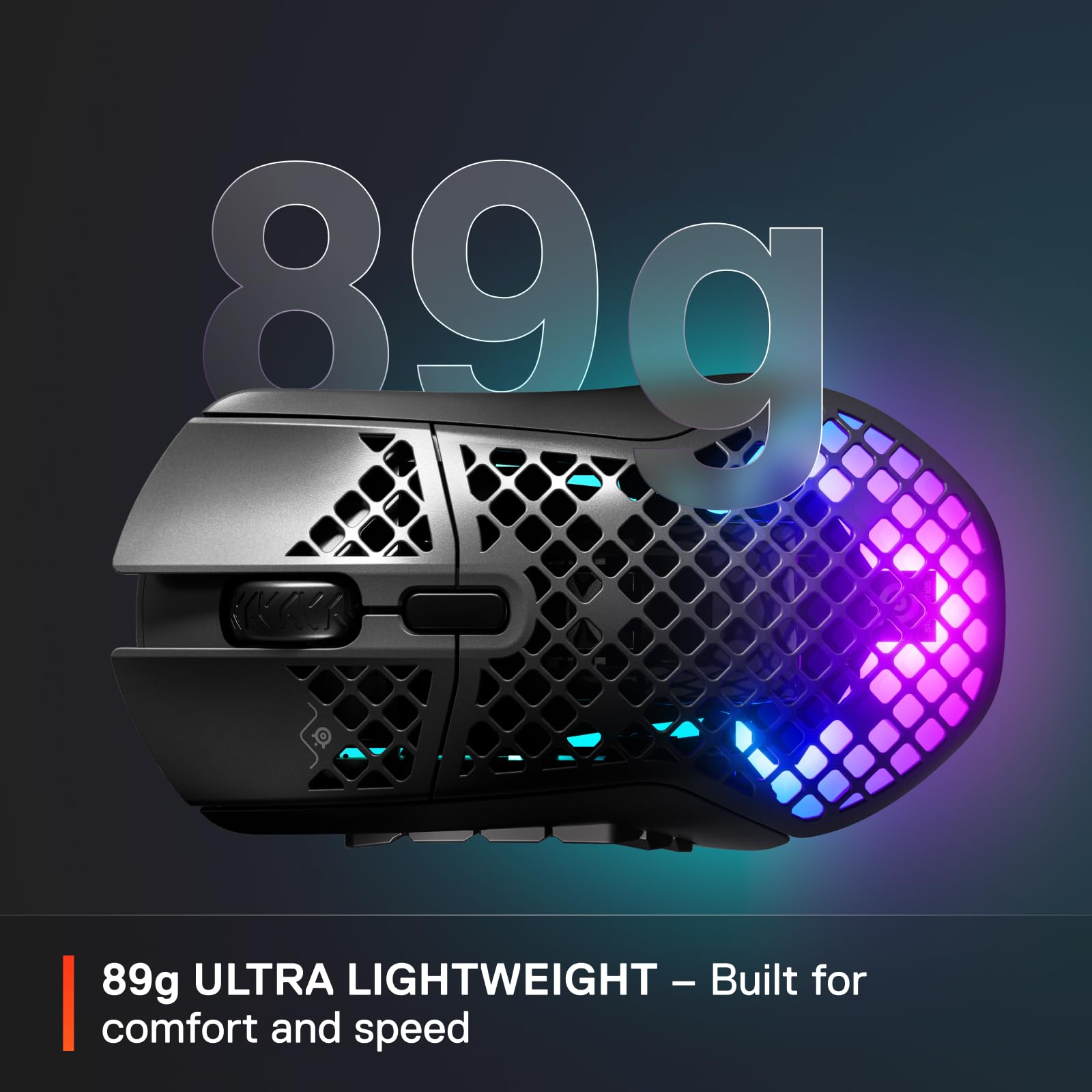 SteelSeries Aerox 9 Wireless - Holey RGB Gaming Mouse - Ultra-lightweight Water Resistant Design - 18 Buttons – Bluetooth/2.4 GHz - 18K DPI TrueMove Air Optical Sensor 4