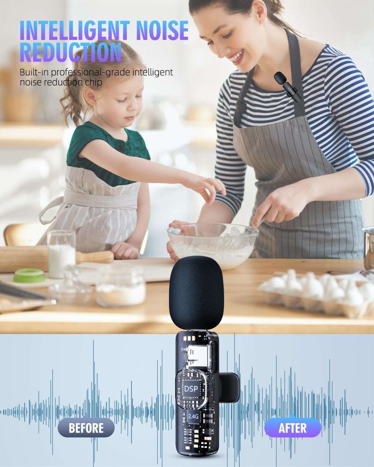 PQRQP 3 in 1 Wireless Lavalier Microphones for iPhone-AJN1, Clip On Microphone for Podcast Video Recording Streaming Singing 3