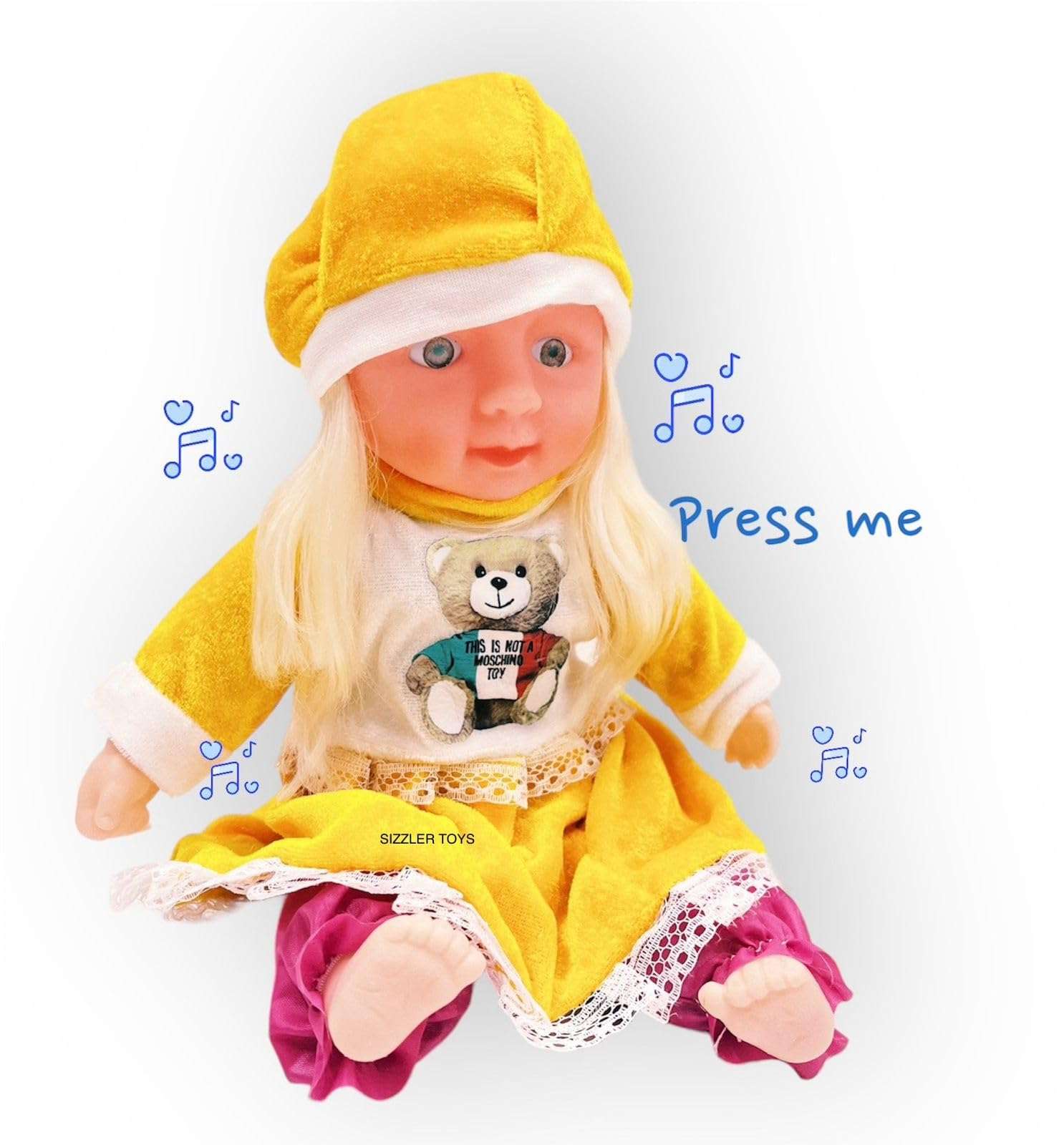 SIZZLER TOYS Present Cute Soft Squishy Musical Little Baby gudiya in Baby Dress (Multicolours)(Small Size) ha ha ah Sound (Sweet Doll) 3