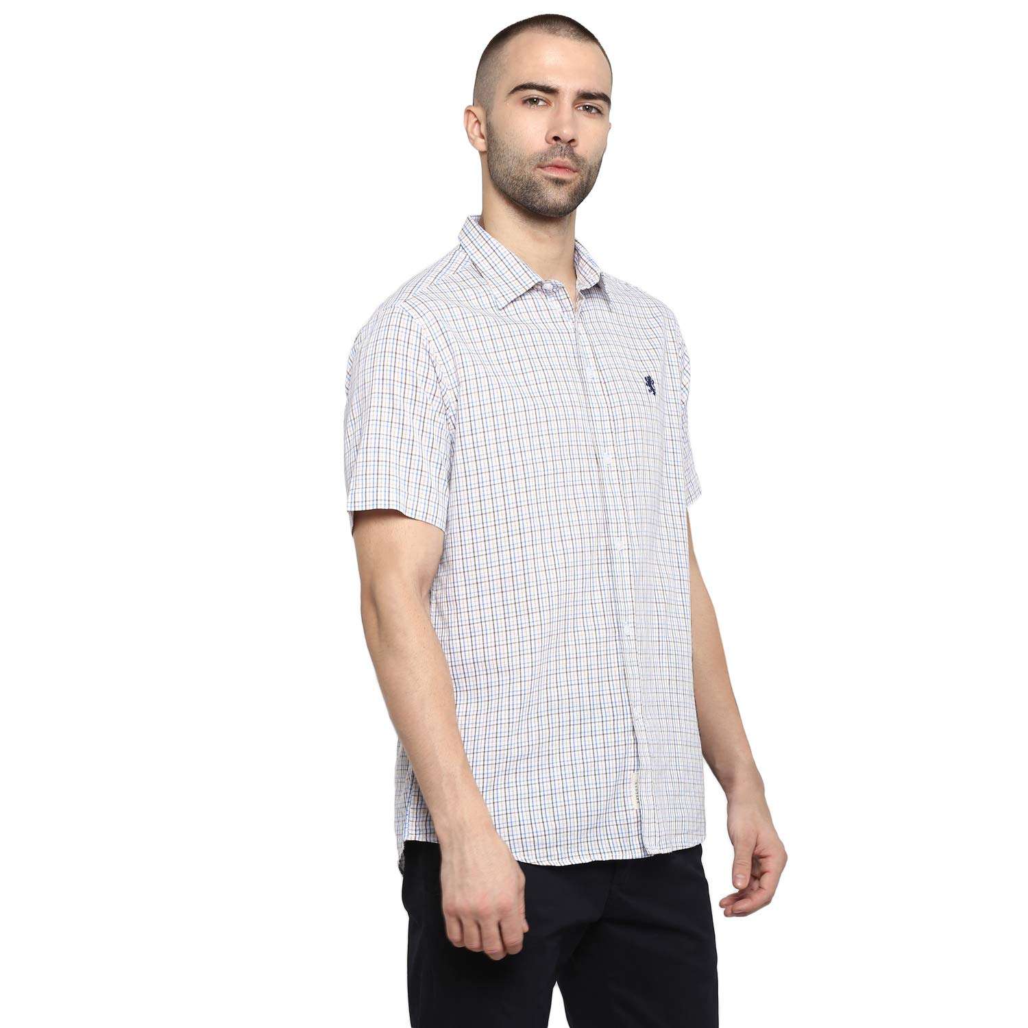 Red Tape Men's Checkered Regular fit Casual Shirt (RSH6408A_Beige_S 3