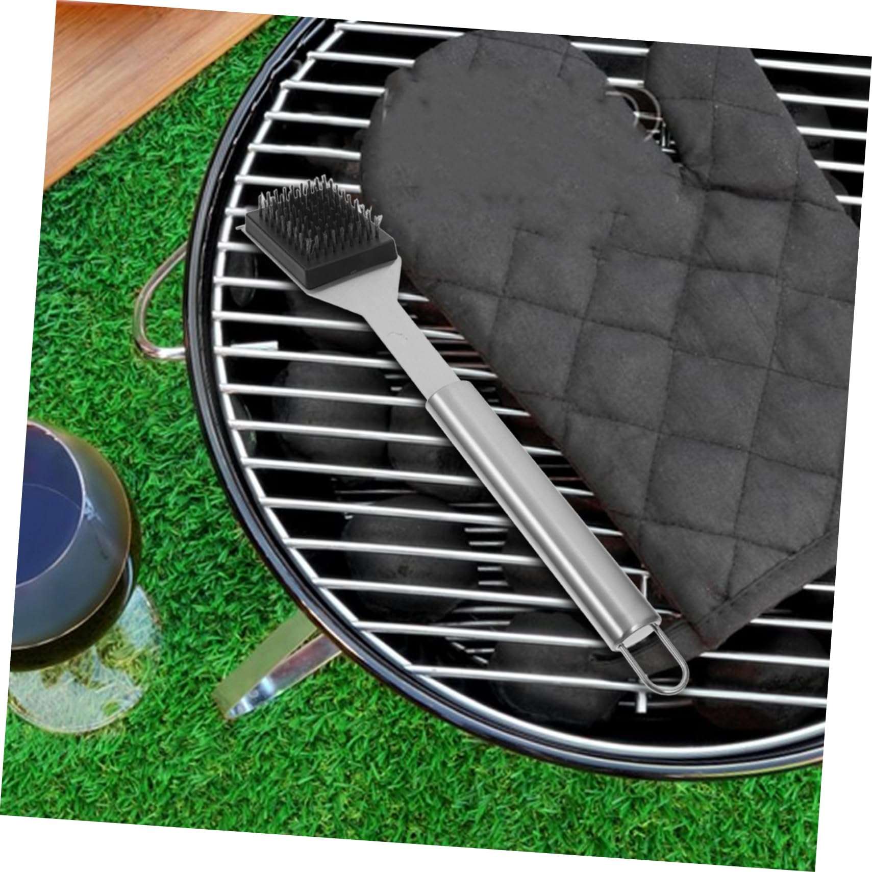 BESPORTBLE Set Cleaning Brush Grills Scrapers Accessories Grilling Barbecue Grill Brush Charcoal Scrubber Barbecues Barbeque Scrapper Tool Grill Cleaner Outdoor for Silver Stainless Steel 5