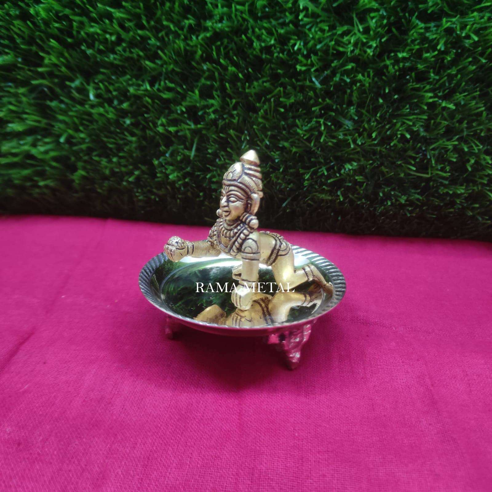 RAMA METAL Brass LADDU Krishna Statue | Brass Child Krishna Idol 4