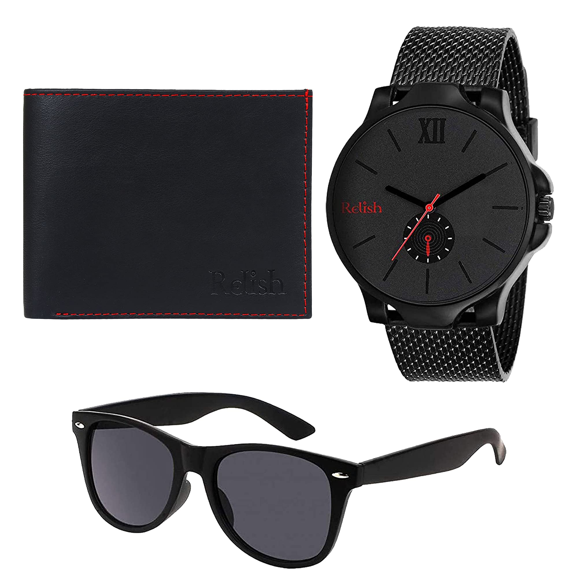 Relish Analogue Men's & Boy's Watch, Black Caps and Reversible PU-Leather Belt Combo for Gifts (Black4) 1