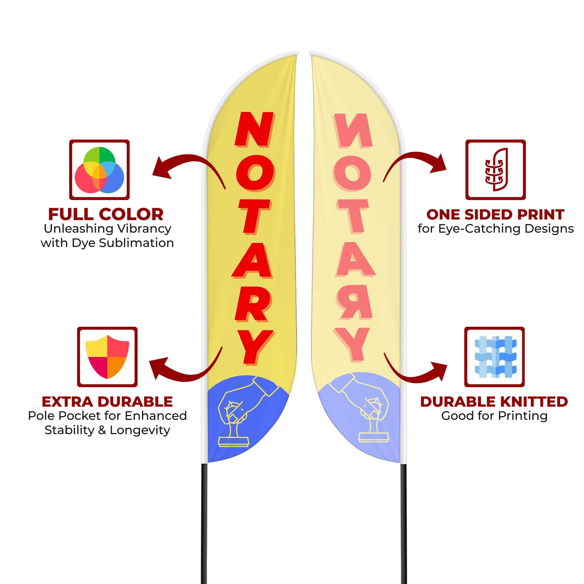 Notary Sign feather flag Pole Mount for Outdoor by Mavis Print | 15 FEET Long Polyester Outdoor Banner Flag Pole Kit for Easy Hang | HD Print Swooper Flag Pole Stand for Business Advertising 5