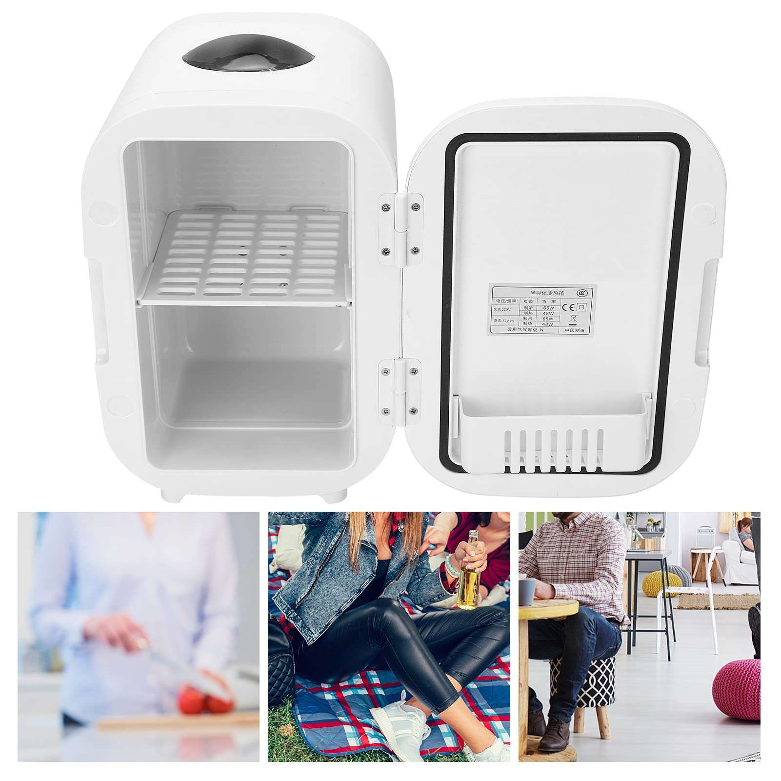 Mini Fridge, Multi‑Layer Design Portable 6 Liters Refrigerator for Home for Travel(Black, Pink) 5