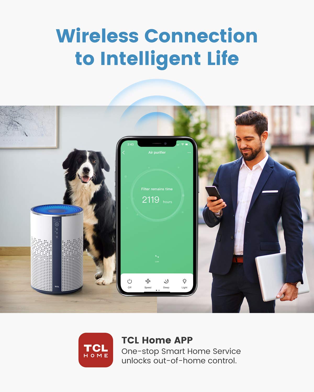 TCL Air Purifier for Home Room Bedroom, Smart WiFi Alexa Control, True H13 HEPA Air Filter Remove 99.97% Smoke Odor Pet Dander Dust Pollen Mold Air Cleaner Metal Design with Night Light 4