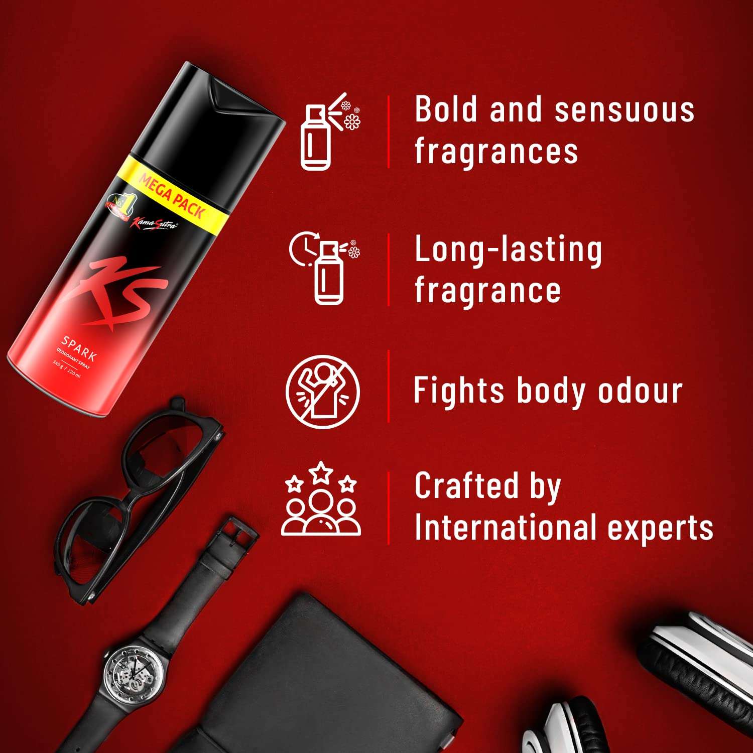 Kama Sutra Spark Deodorant Spray for Men, 145g/220ml 4