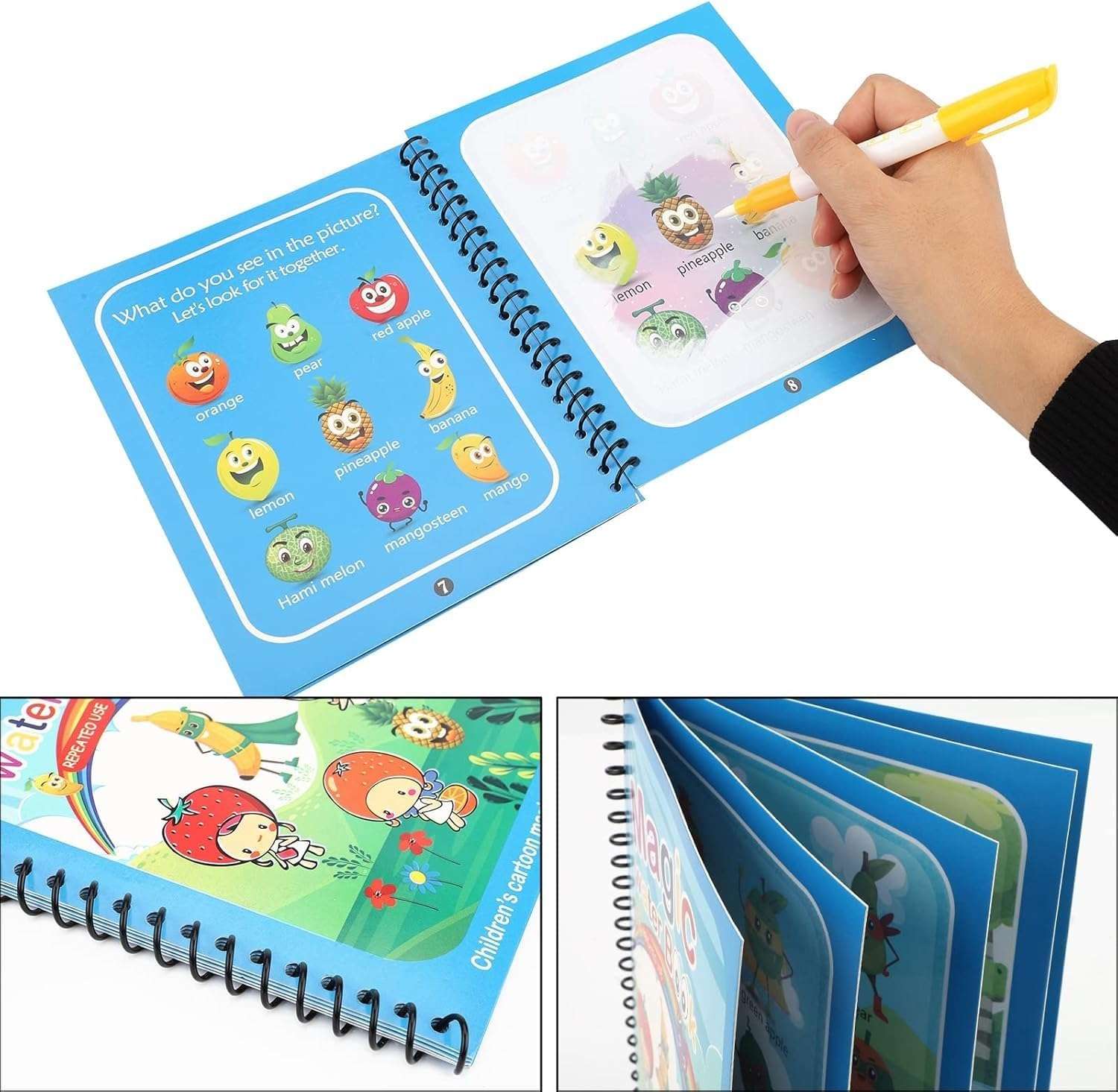 Eco Shopee SHOPPING SIMPLIFIED Magic Water Coloring Drawing Painting Books Doodle Coloring Children Reusable Baby Drawing Book with Pen MWB1 (Pack of 9) 4