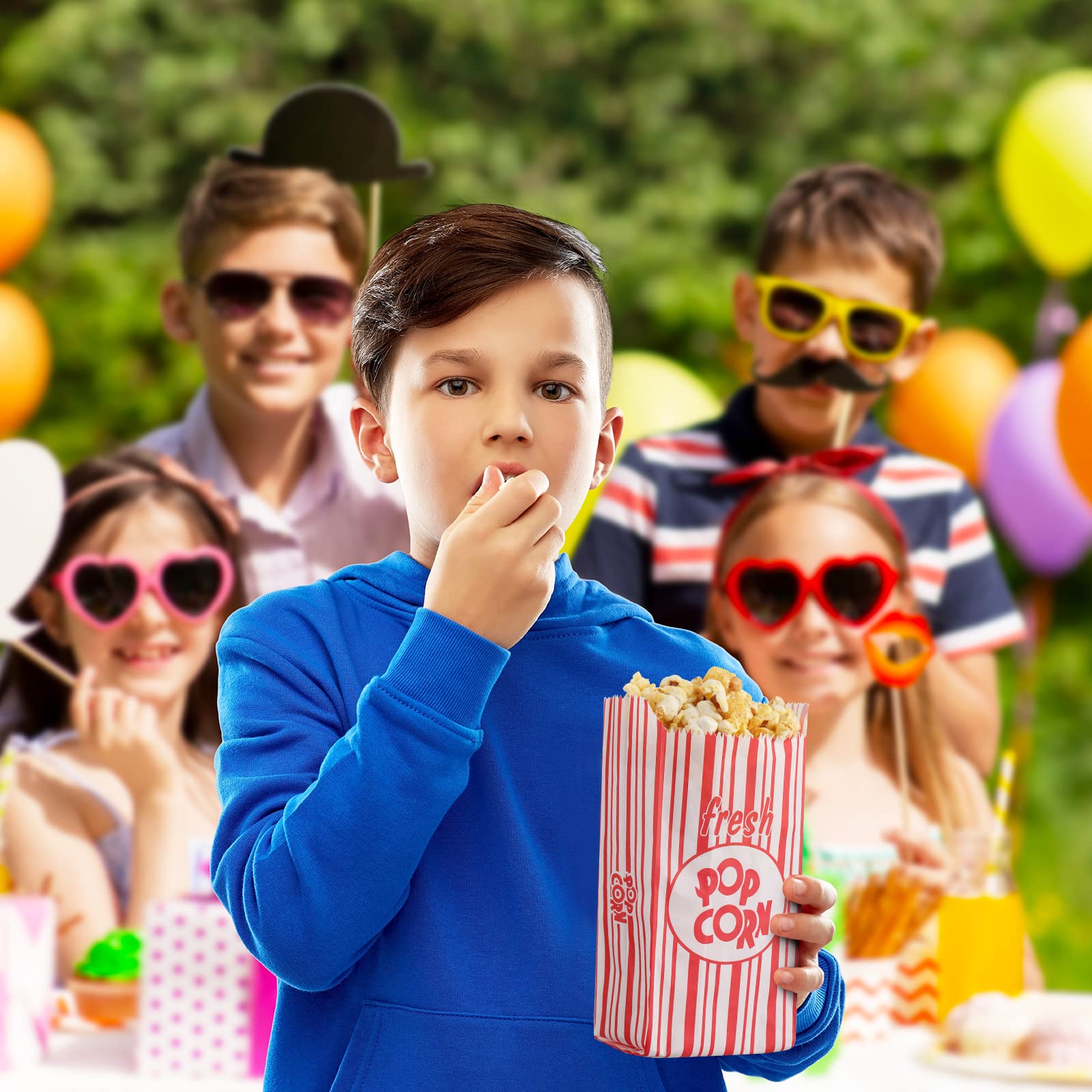 Thenshop 600 Pcs Paper Popcorn Bags Bulk 1oz Popcorn Bags Individual Servings Paper Sleeves Vintage Red and White Striped Pop Corn Bags for Party Movie Night Carnival Supplies Popcorn Machine 5