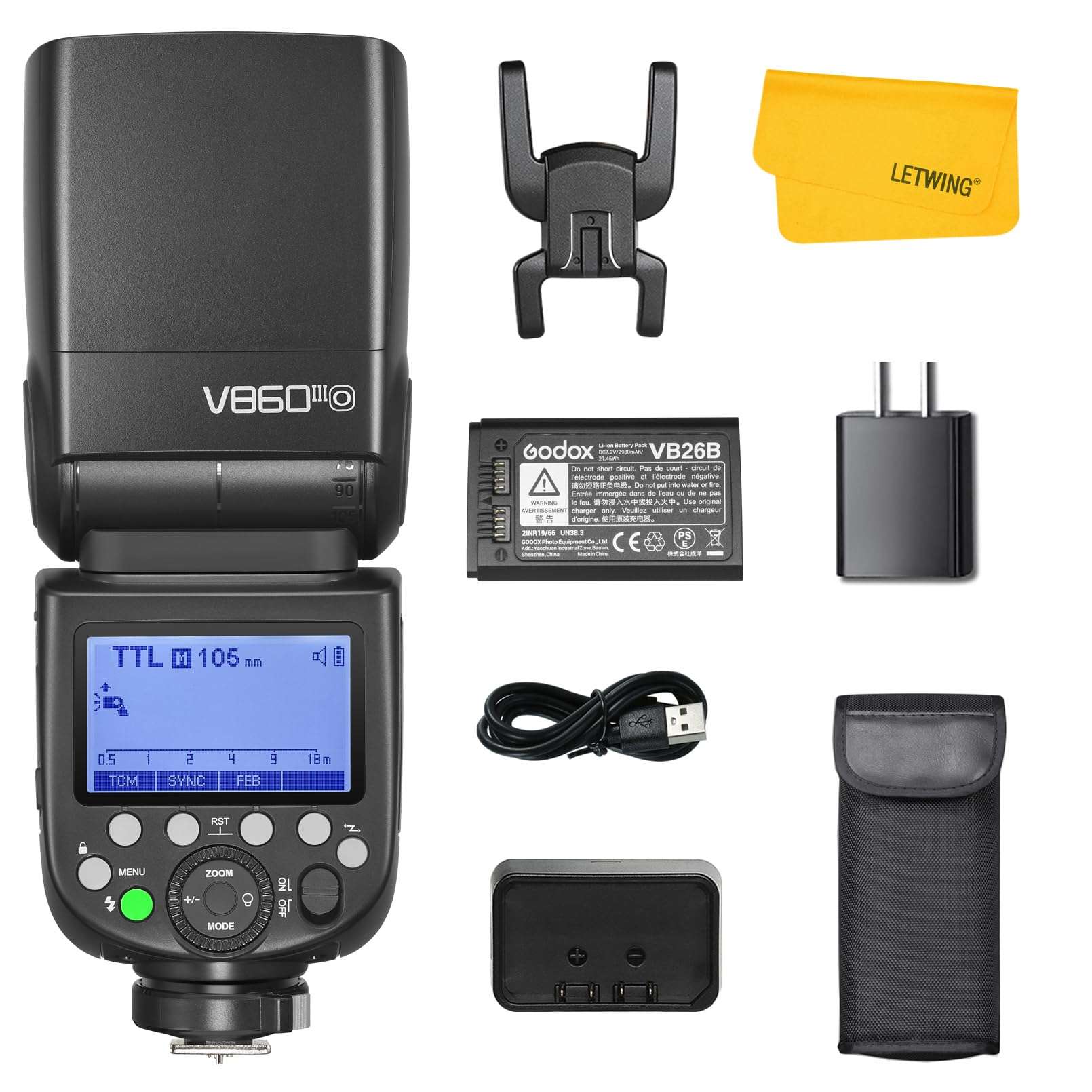 Godox V860III-O Flash for Olympus, 2.4G 1/8000s HSS Camera Flash Speedlite, with Godox X3O TTL Wireless Flash Trigger,7.2V/2600mAh Li-ion Battery, 10 Levels LED Modeling Light 3