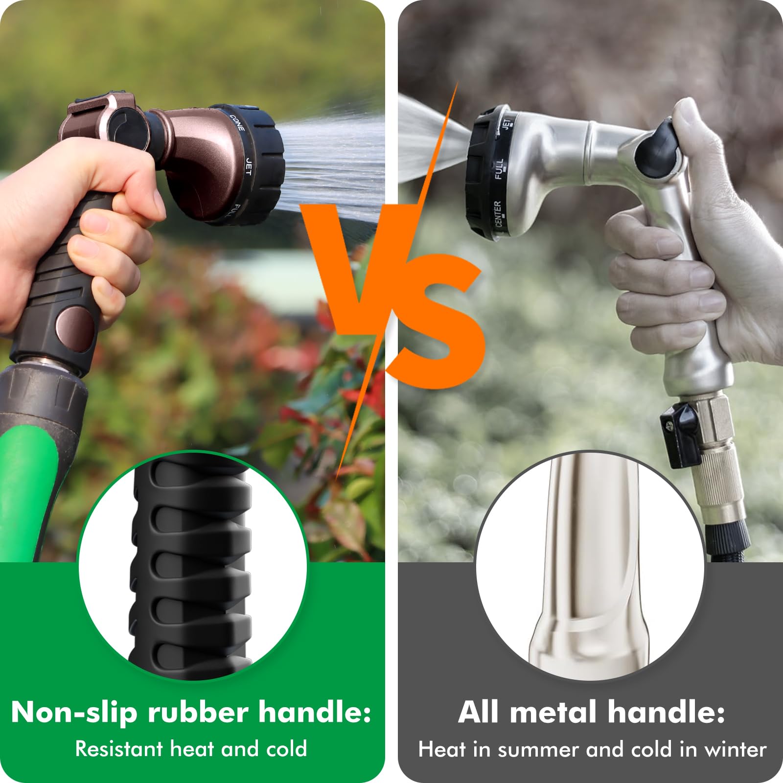 RESTMO Hose Nozzle with Easy Self-Lock Trigger, Heavy Duty Metal Water Hose Sprayer with Thumb Control, On/Off Valve, Ideal for Outdoor Lawn & Garden Watering, Car & Pet Washing 6