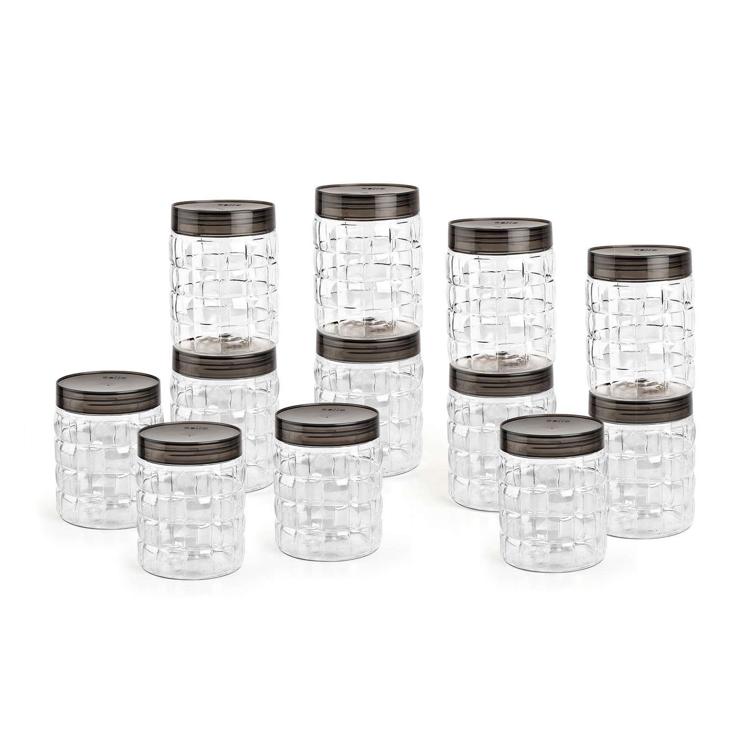 Cello Checkers Plastic Airtight Container Set (12-Piece, 1200 ml, Transparent) 1