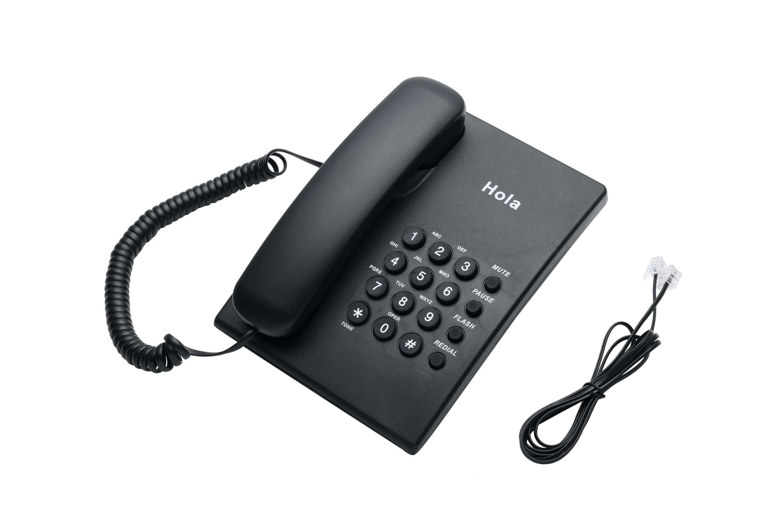 Hola TF 300 Basic Corded landline Phone with Tone/Pulse, Wall/Desk mountable, Pulse/Tone dial 3