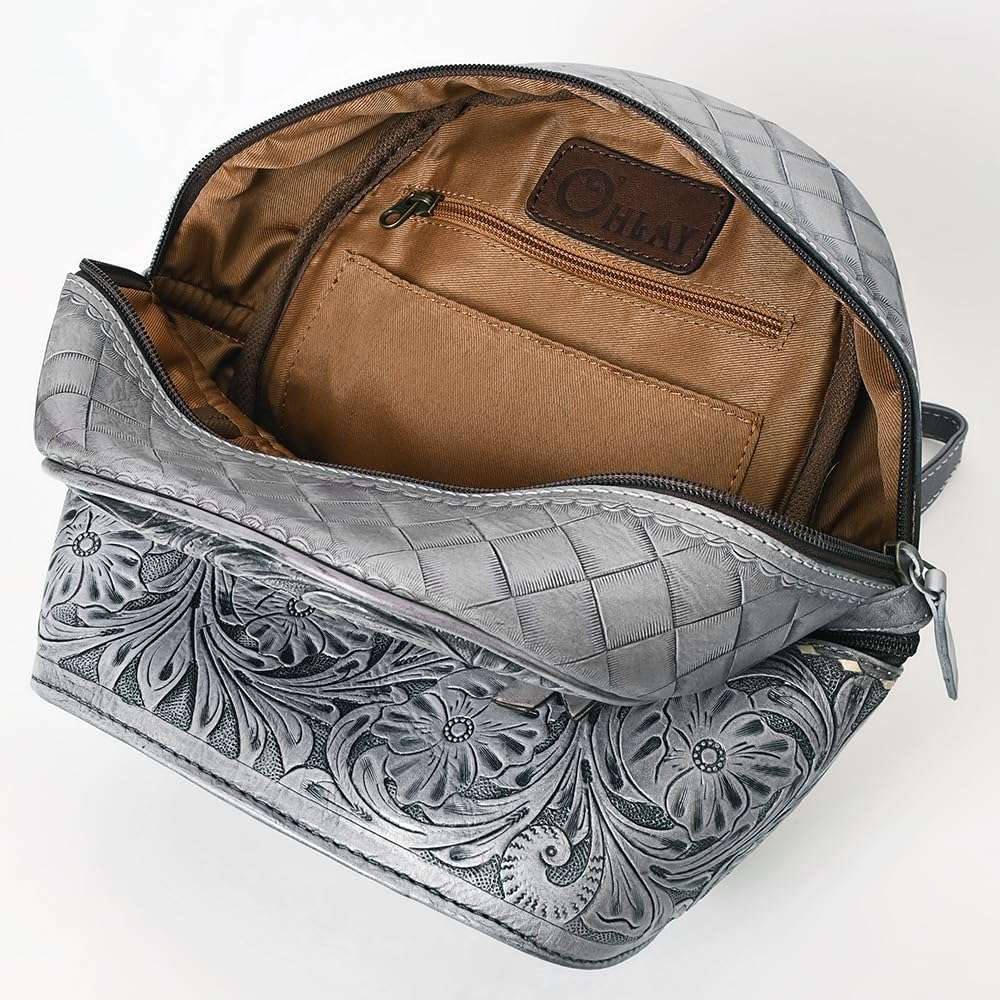 OHLAY Bags OHG103B Backpack Hand Tooled Genuine Leather Women Bag Western Handbag Purse, 11in (H) X 9in (W) X 5in (D), Brown 6