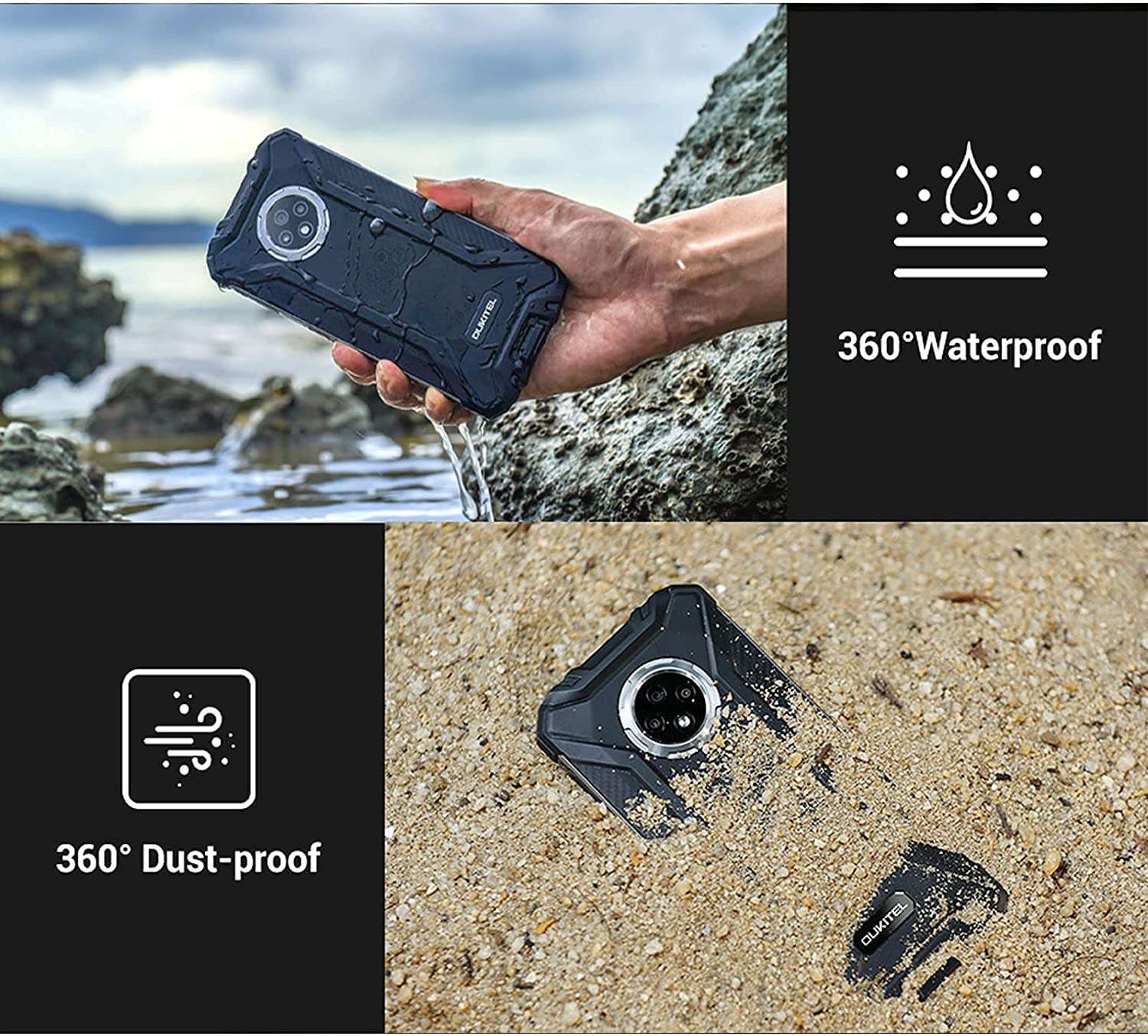 Unlocked Rugged Smartphone, OUKITEL WP8 Pro 6.49 inch Android 10 Cellphone 5000mAh Battery 4GB RAM + 64GB ROM 4G Dual SIM 16MP Rear Triple Camera NFC Global Version 2