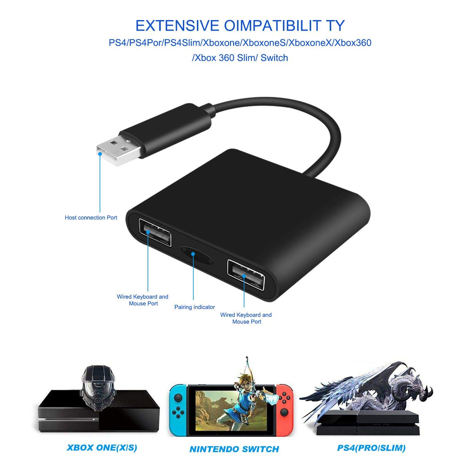 PS4 Keyboard and Mouse Adapter - PS3, Xbox One, Switch Compatible 6