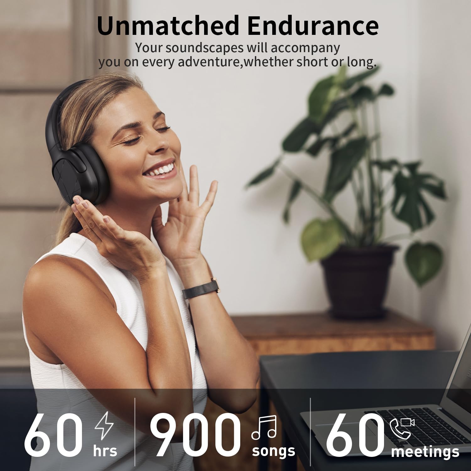 Active Noise Cancelling Headphones, Wireless Over-Ear Bluetooth, HiFi deep bass, Foldable Headphones, Transparent Mode, 50H Long ANC Playtime, Durable Headset for Traveling/Gym Use/Home (Black) 6