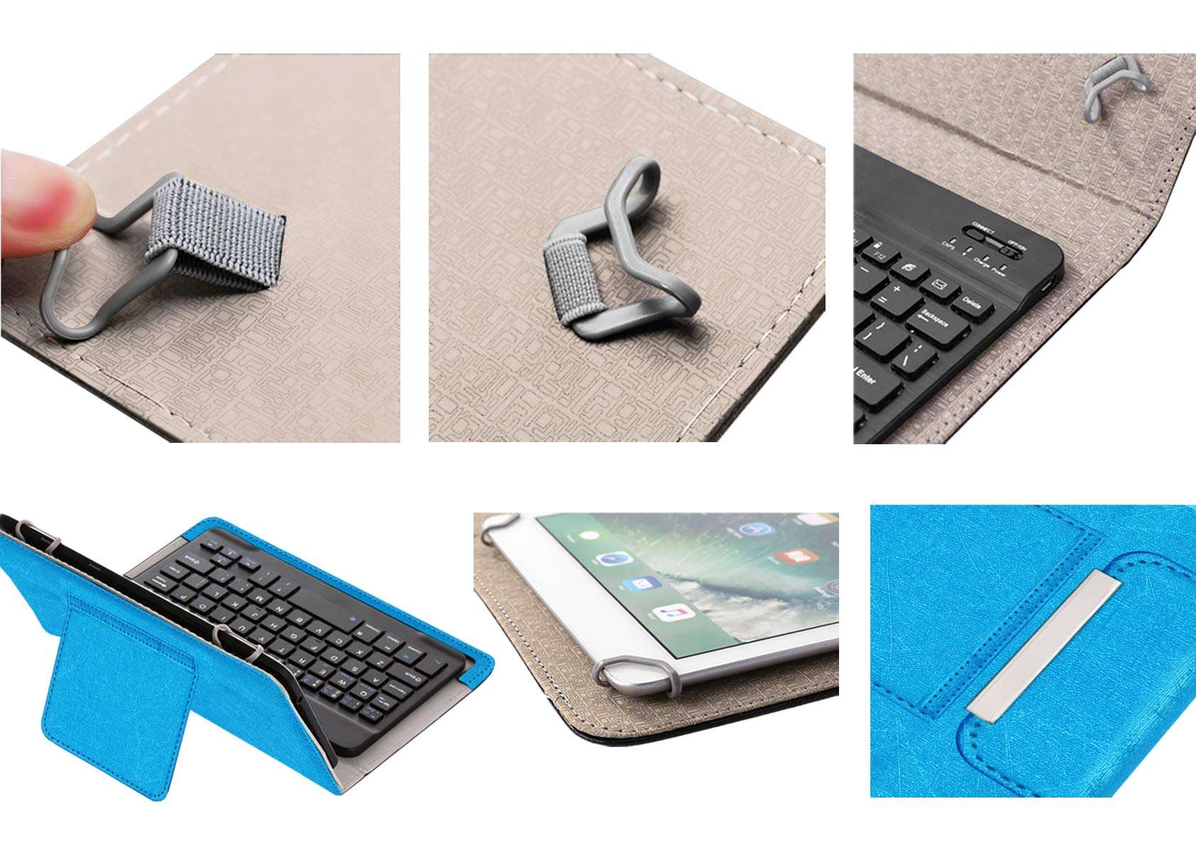 ACM Bluetooth Keyboard Case Compatible with Iball Slide Wq32 Tablet Flip Cover Stand Study Gaming Blue 6