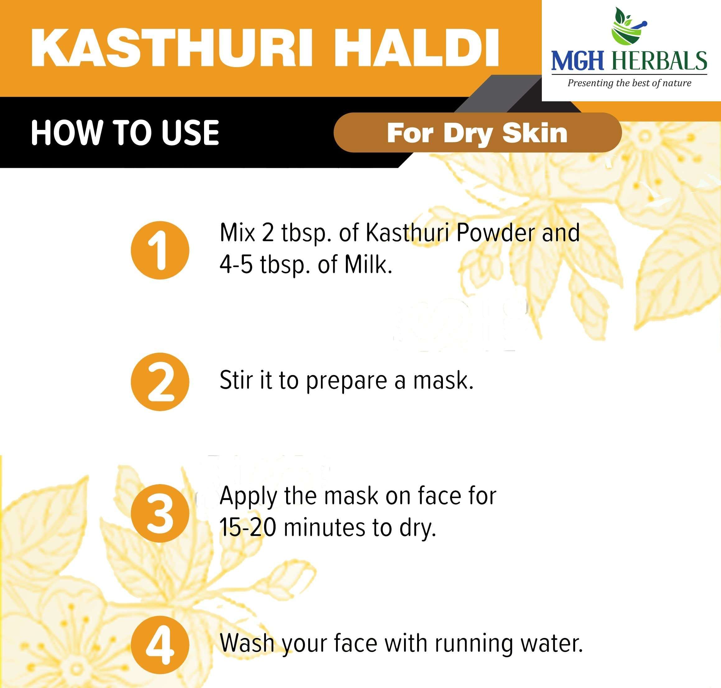 MGH Herbals Organic Kasturi Haldi Powder for face beauty (100 grams) | Wild turmeric powder for glowing skin| Kasturi Manjal | 100% Natural, Chemical-free, Perseverative-free, Non-GMO) 6