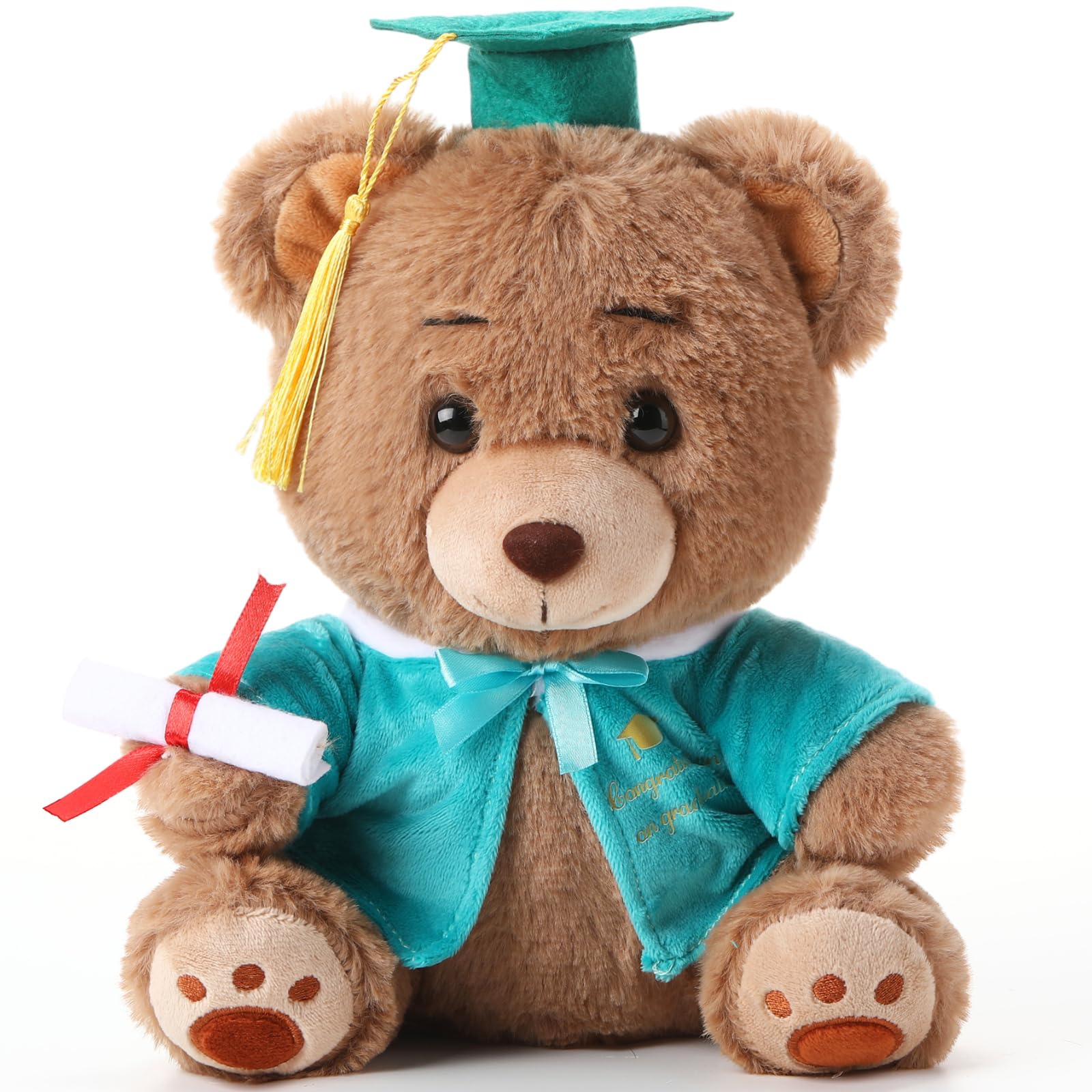 Deekin 10 Inch Graduation Bears Stuffed Animal Class of 2025 Plush Bear in Black Cap Graduation Bear Kindergarten Graduation Gifts Stuffed Bear Plush Bear Toy for Grad Party Decor(Green) 1