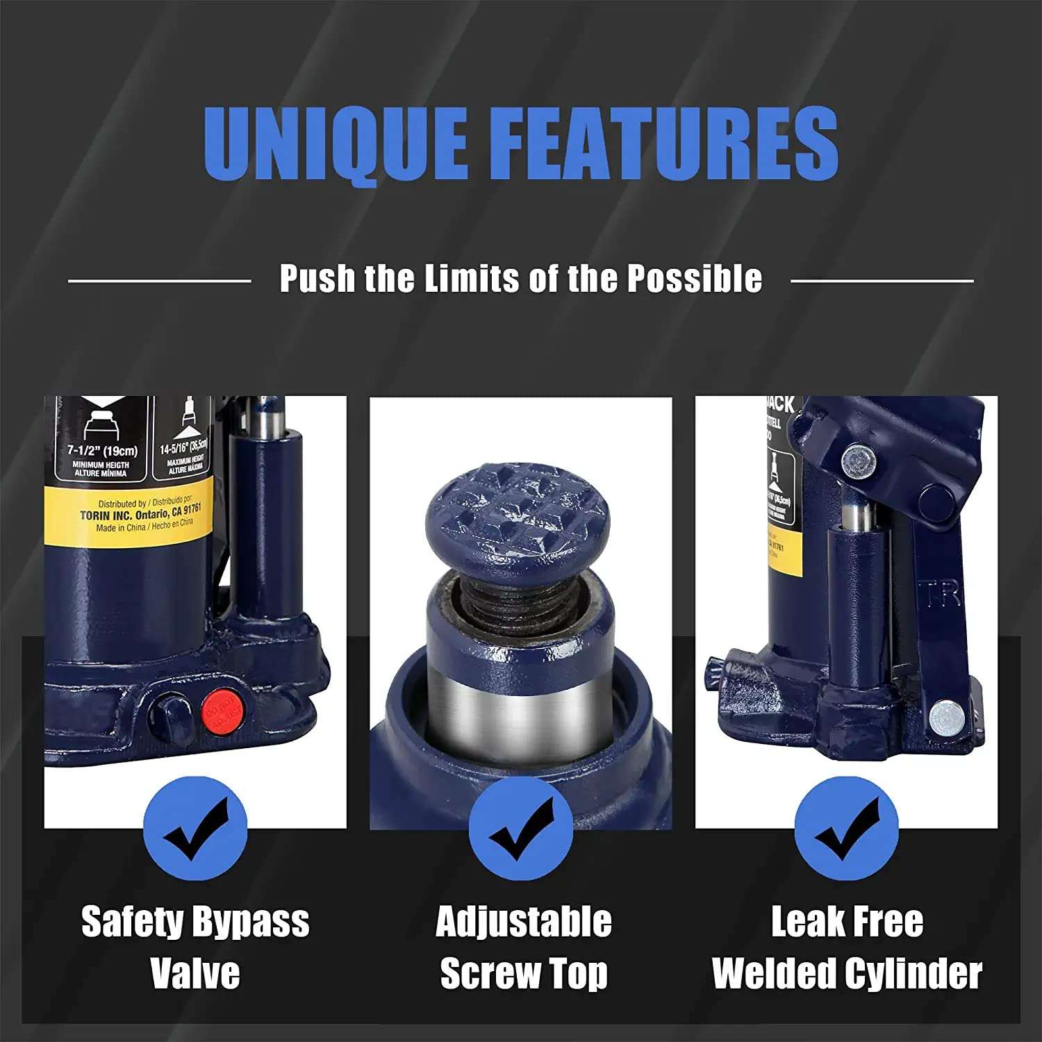 BIG RED 20 Ton (40,000 LBs) Torin Welded Hydraulic Car Bottle Jack for Auto Repair and House Lift, Blue, AT92003UR 4