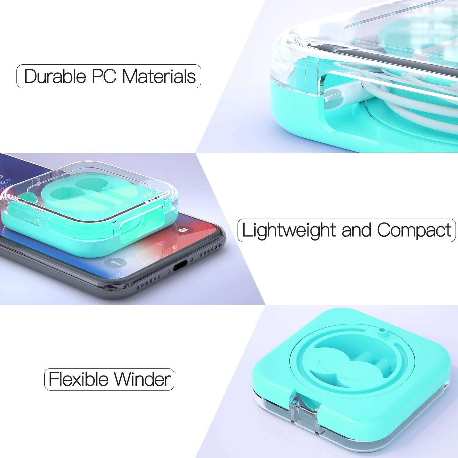 Earbuds Case Compatible for iPhone/iPad/iPods EarPods, Earphones Cord Organizer Cover Headset Manager Headphone Holder Wrap Winder Mini Storage Carrying Cable Management (Green) 3