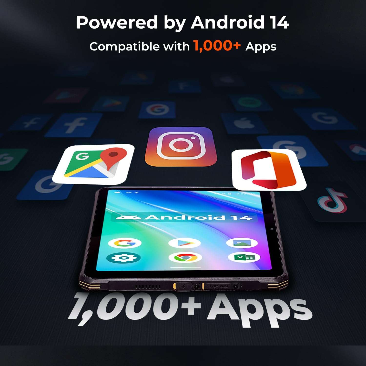 MUNBYN 11-inch Rugged Tablet ILT02, Android 14 UTV Tablet, 16GB+128GB with GPS, IP68 Weather Proof, 32MP+48MP Dual Camera, 4G LTE for Offroad UTV, Drone, 2Y Protection 3